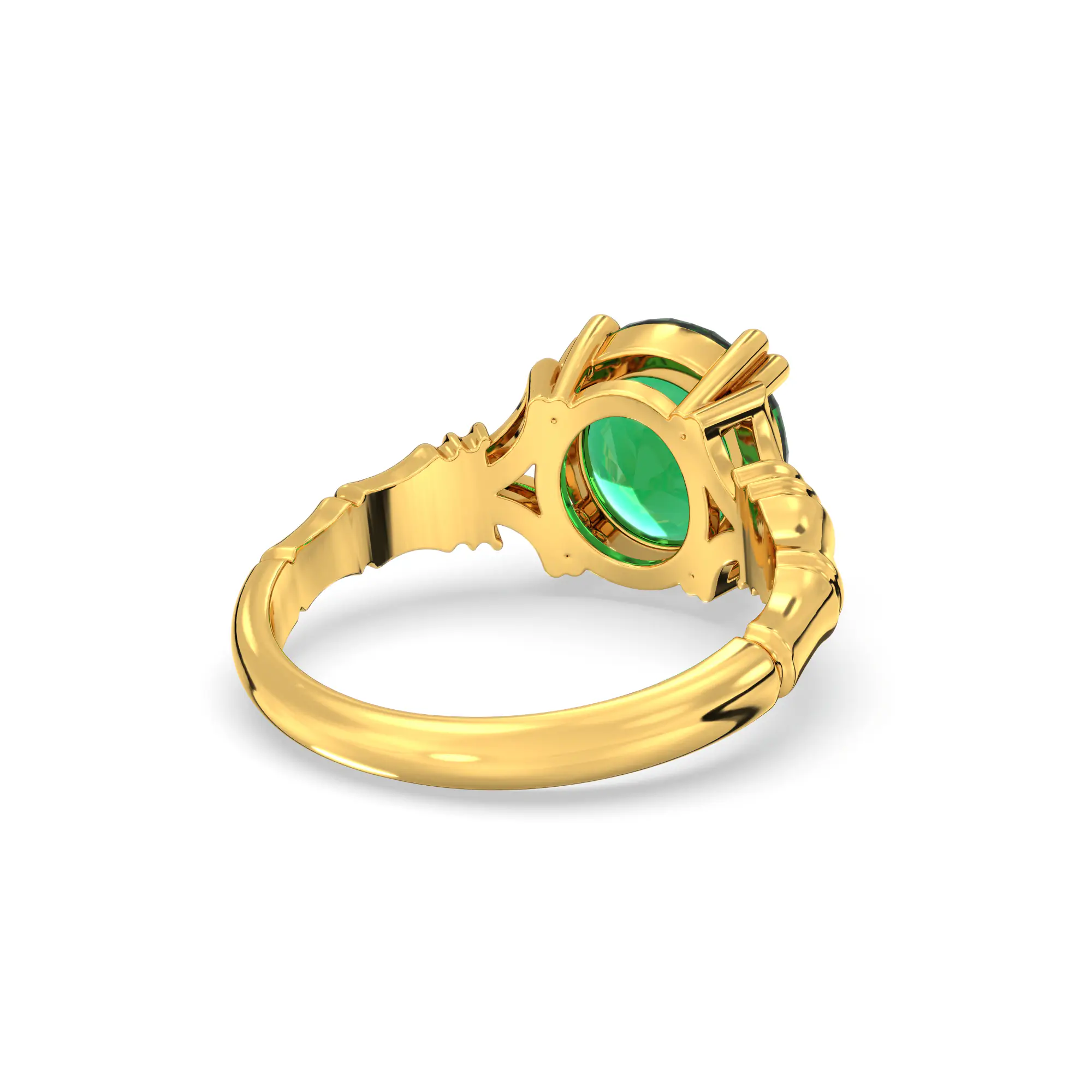 Emerald (Panna) Ring for Women in 22K Yellow Gold – Oval 9x8 mm, Prong Setting, 5 g (Design K17A-11) thumbnail