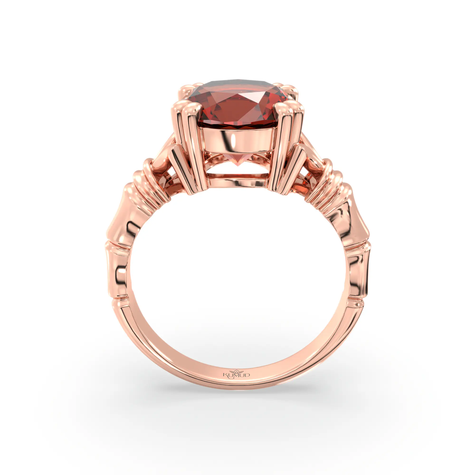 Hessonite (Gomed) Ring for Women in 18K Rose Gold – Oval 9x8 mm, Prong Setting, 5 g (Design K17A-11) thumbnail