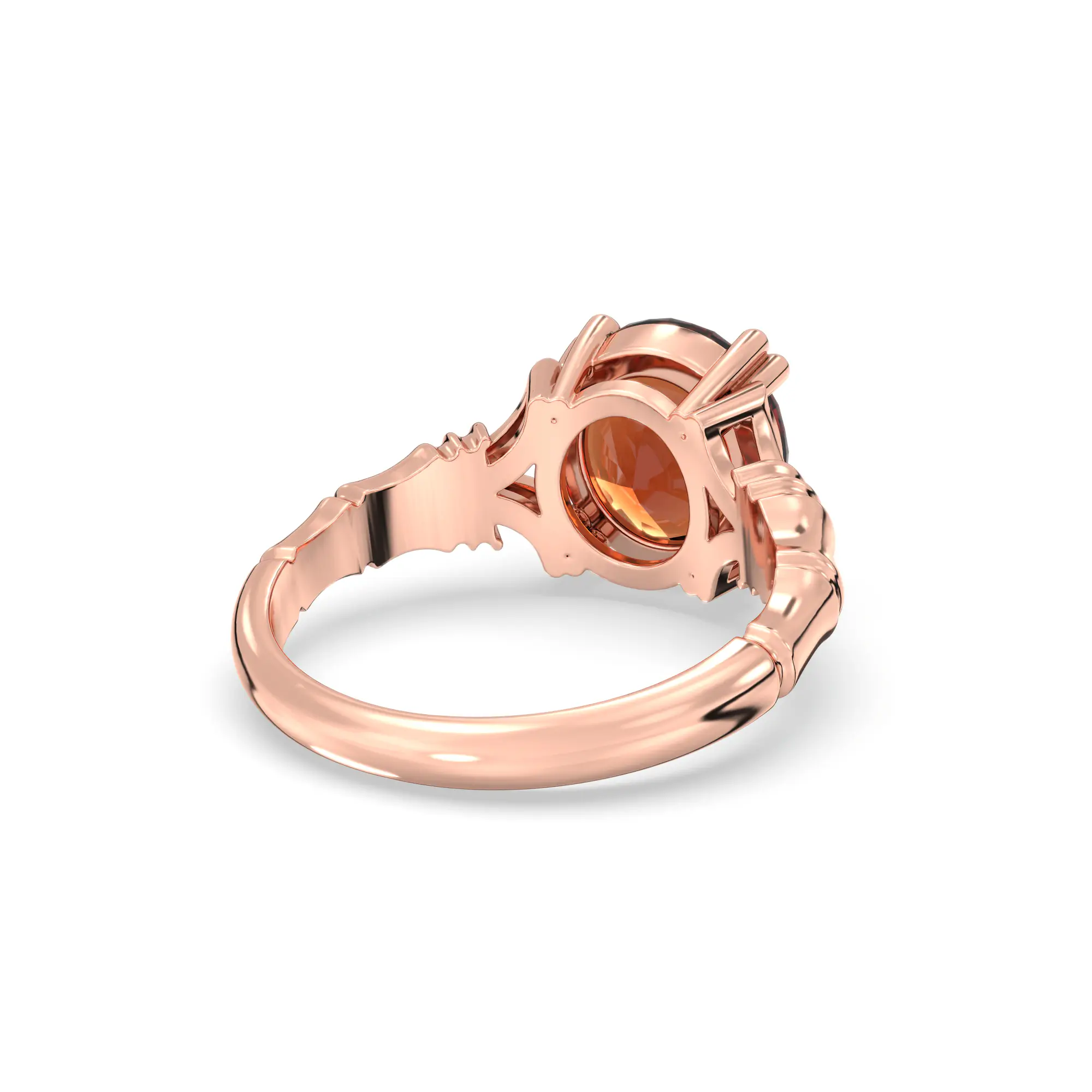 Hessonite (Gomed) Ring for Women in 18K Rose Gold – Oval 9x8 mm, Prong Setting, 5 g (Design K17A-11) thumbnail
