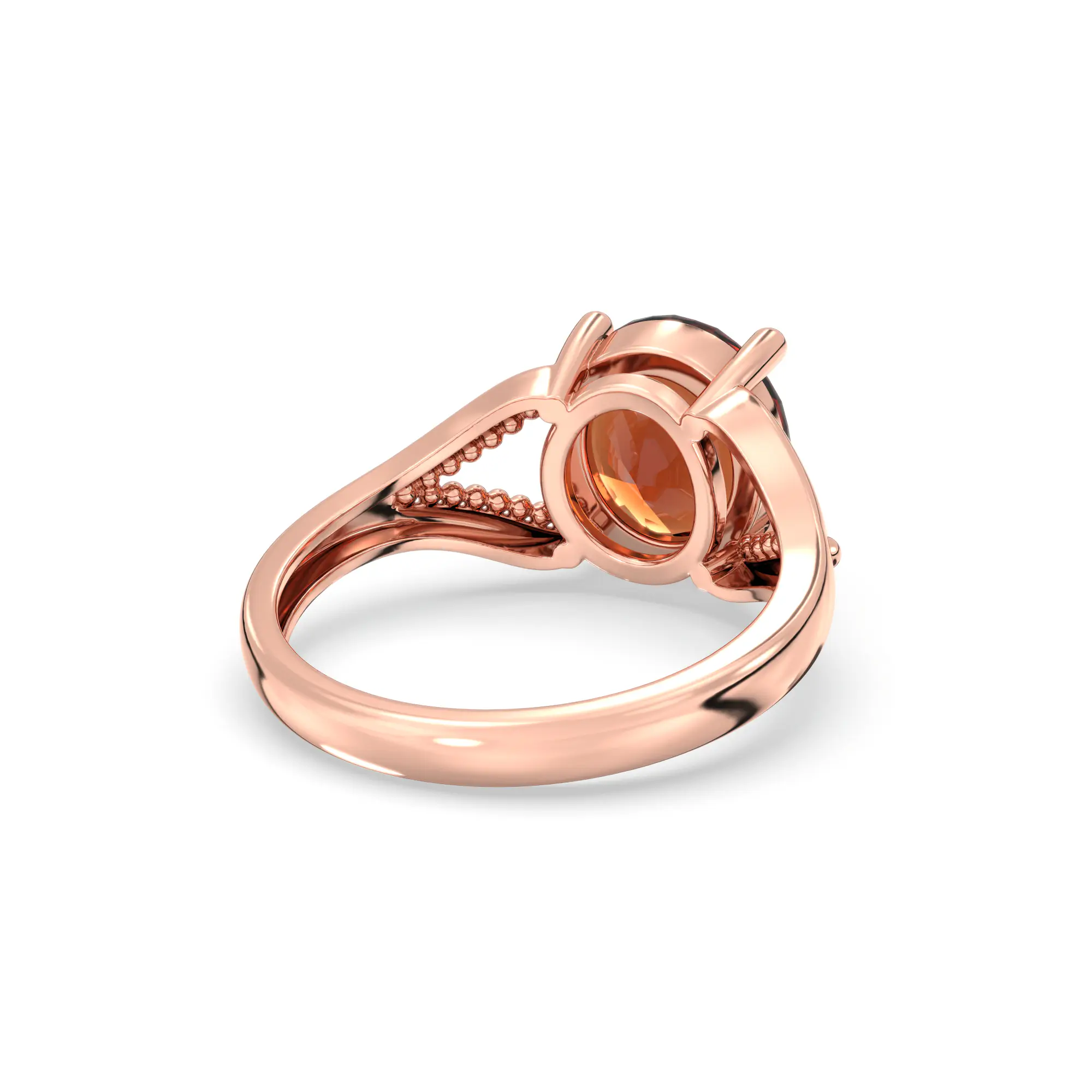 Hessonite (Gomed) Ring for Women in 18K Rose Gold – Oval 9x8 mm, Prong Setting, 4 g (Design K17A-12) thumbnail