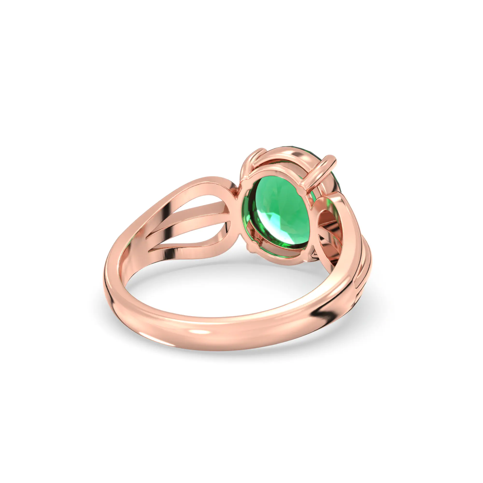 Emerald (Panna) Ring for Women in 18K Rose Gold – Oval 9x8 mm, Prong Setting, 5 g (Design K17A-13) thumbnail