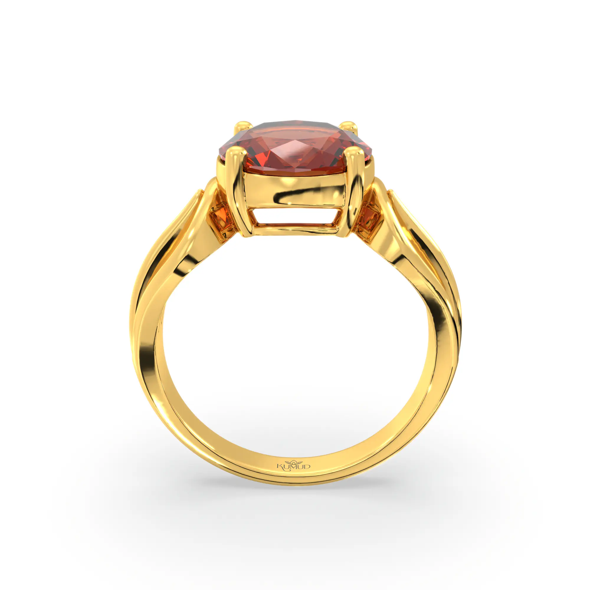 Hessonite (Gomed) Ring for Women in 22K Yellow Gold – Oval 9x8 mm, Prong Setting, 5 g (Design K17A-13) thumbnail