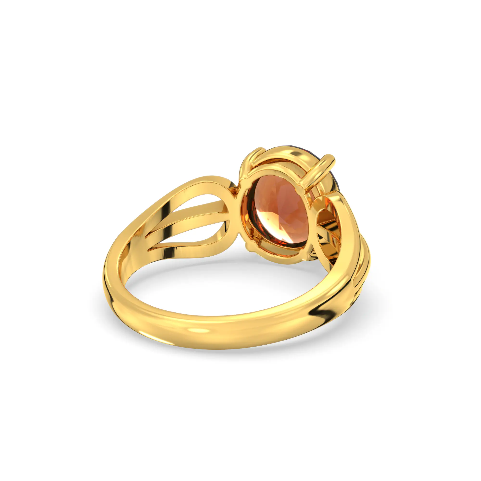 Hessonite (Gomed) Ring for Women in 22K Yellow Gold – Oval 9x8 mm, Prong Setting, 5 g (Design K17A-13) thumbnail