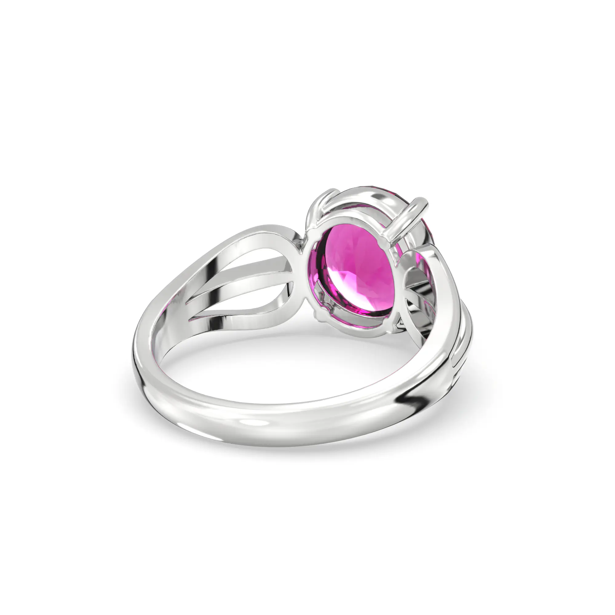 Ruby (Manik) Ring for Women in 18K White Gold – Oval 9x8 mm, Prong Setting, 5 g (Design K17A-13) thumbnail