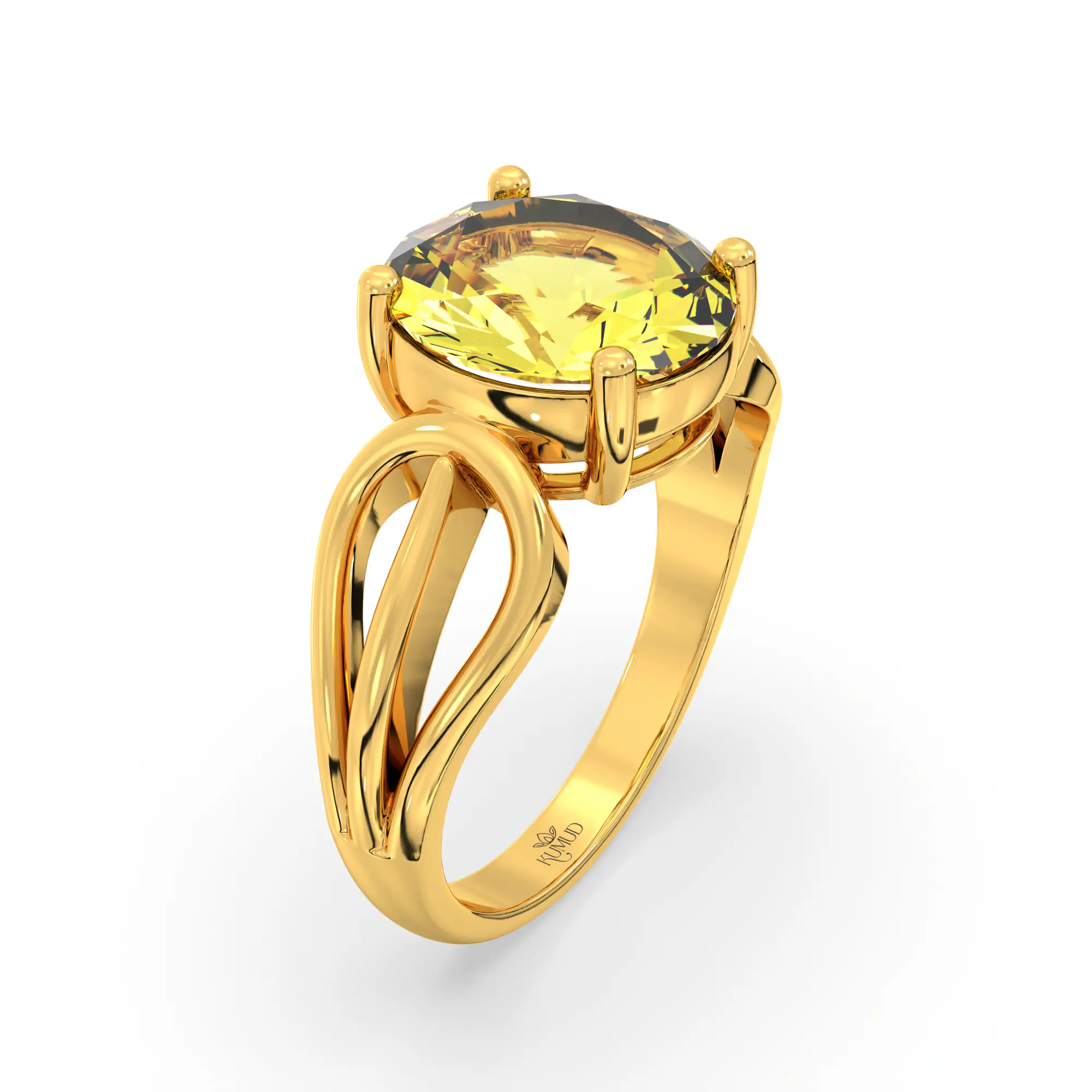 Yellow Sapphire (Pukhraj) Ring for Women in 22K Yellow Gold – Oval 9x8 mm, Prong Setting, 5 g (Design K17A-13) thumbnail
