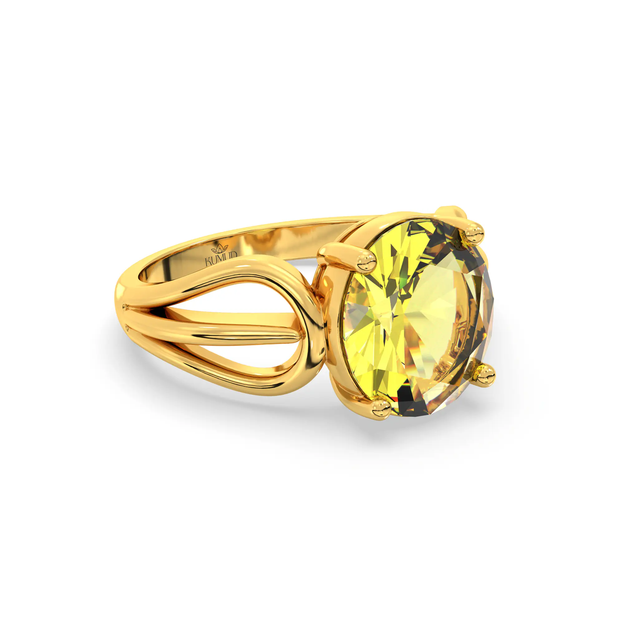 Yellow Sapphire (Pukhraj) Ring for Women in 22K Yellow Gold – Oval 9x8 mm, Prong Setting, 5 g (Design K17A-13) thumbnail