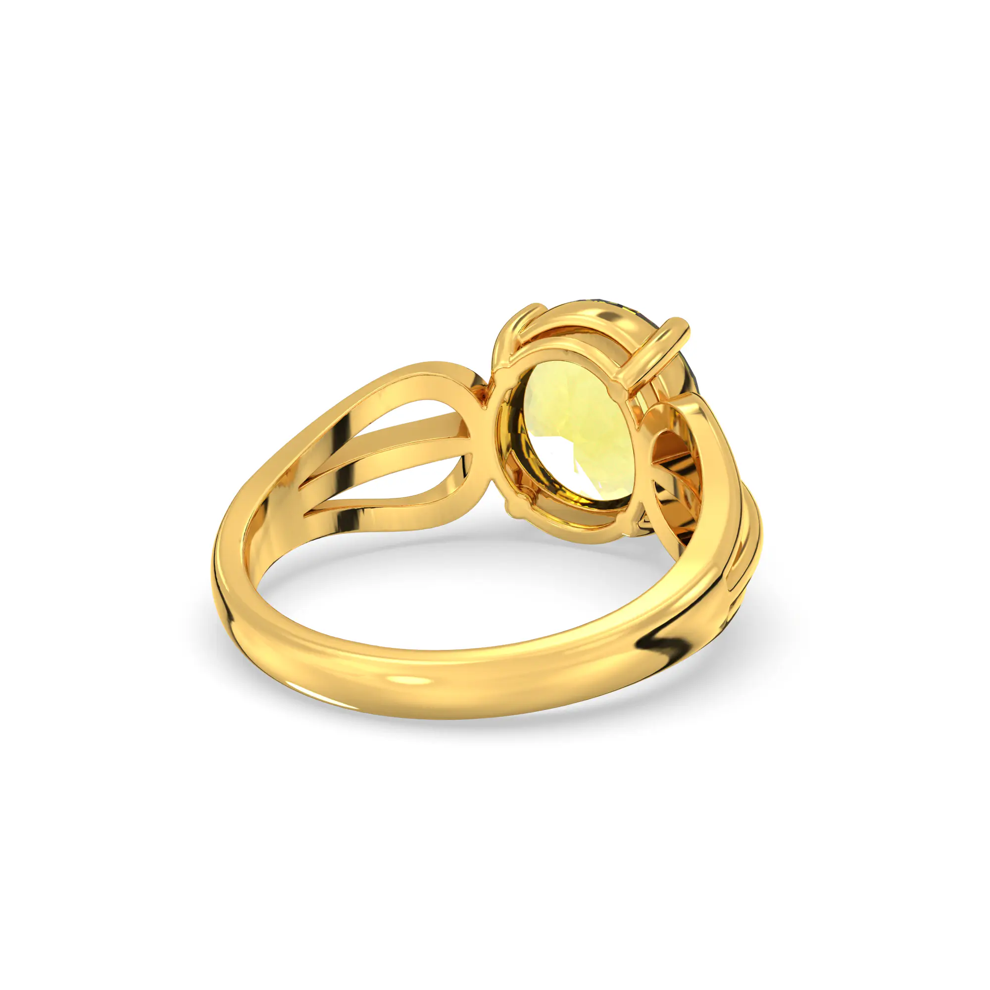 Yellow Sapphire (Pukhraj) Ring for Women in 22K Yellow Gold – Oval 9x8 mm, Prong Setting, 5 g (Design K17A-13) thumbnail
