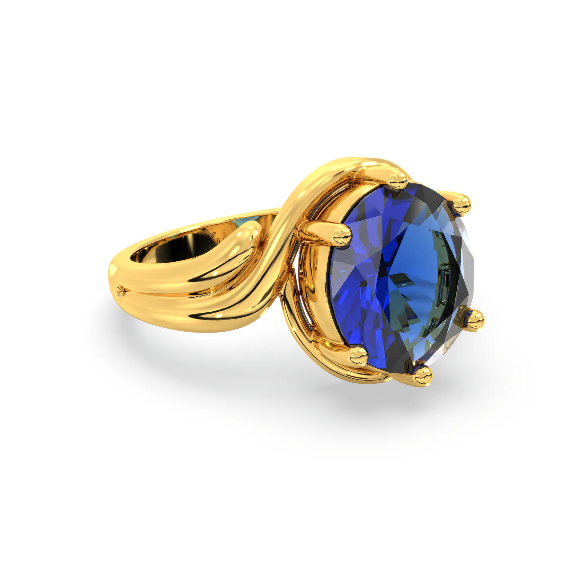 Blue Sapphire (Neelam) Ring for Women in 22K Yellow Gold – Oval 9x8 mm, Prong Setting, 6 g (Design K17A-14) thumbnail