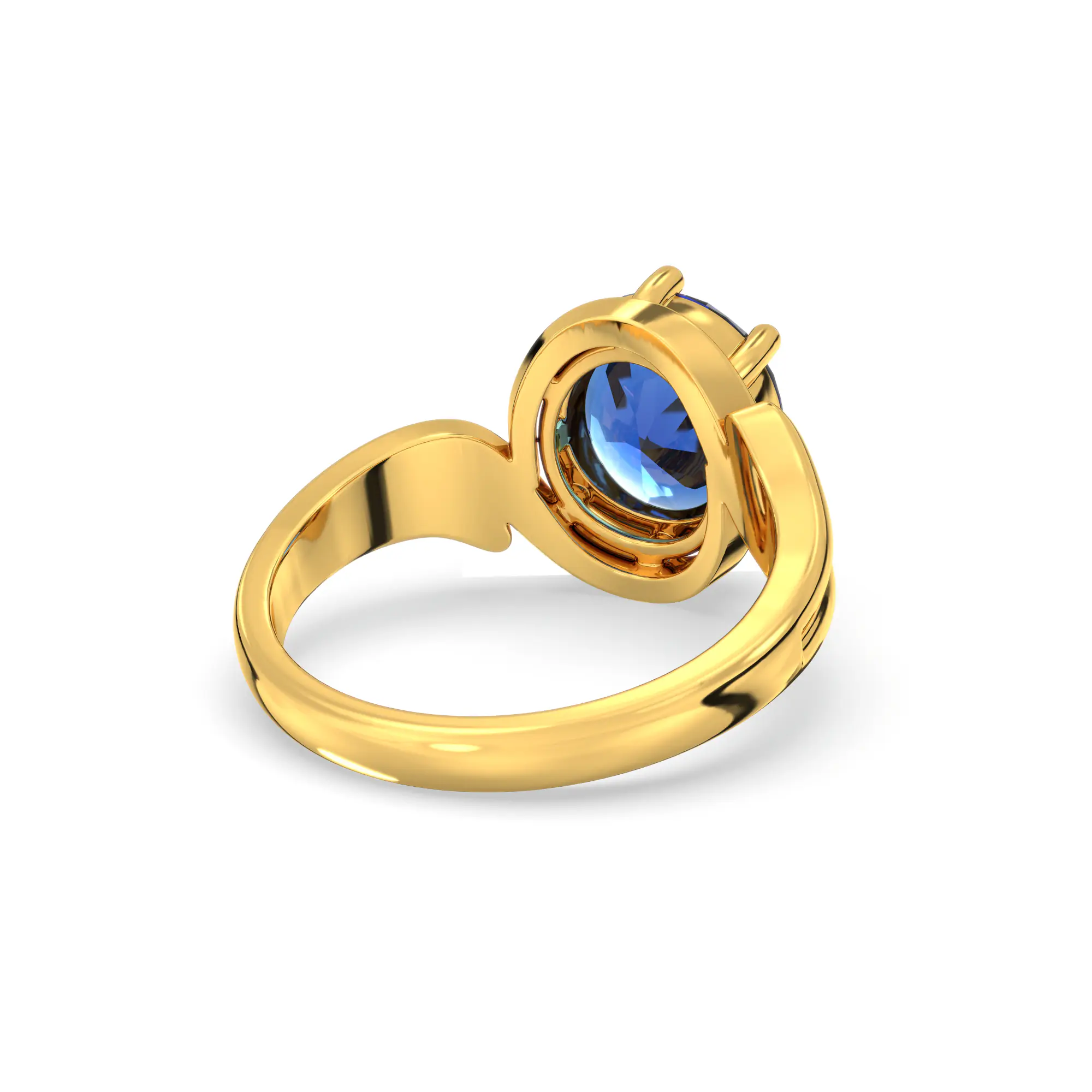 Blue Sapphire (Neelam) Ring for Women in 22K Yellow Gold – Oval 9x8 mm, Prong Setting, 6 g (Design K17A-14) thumbnail