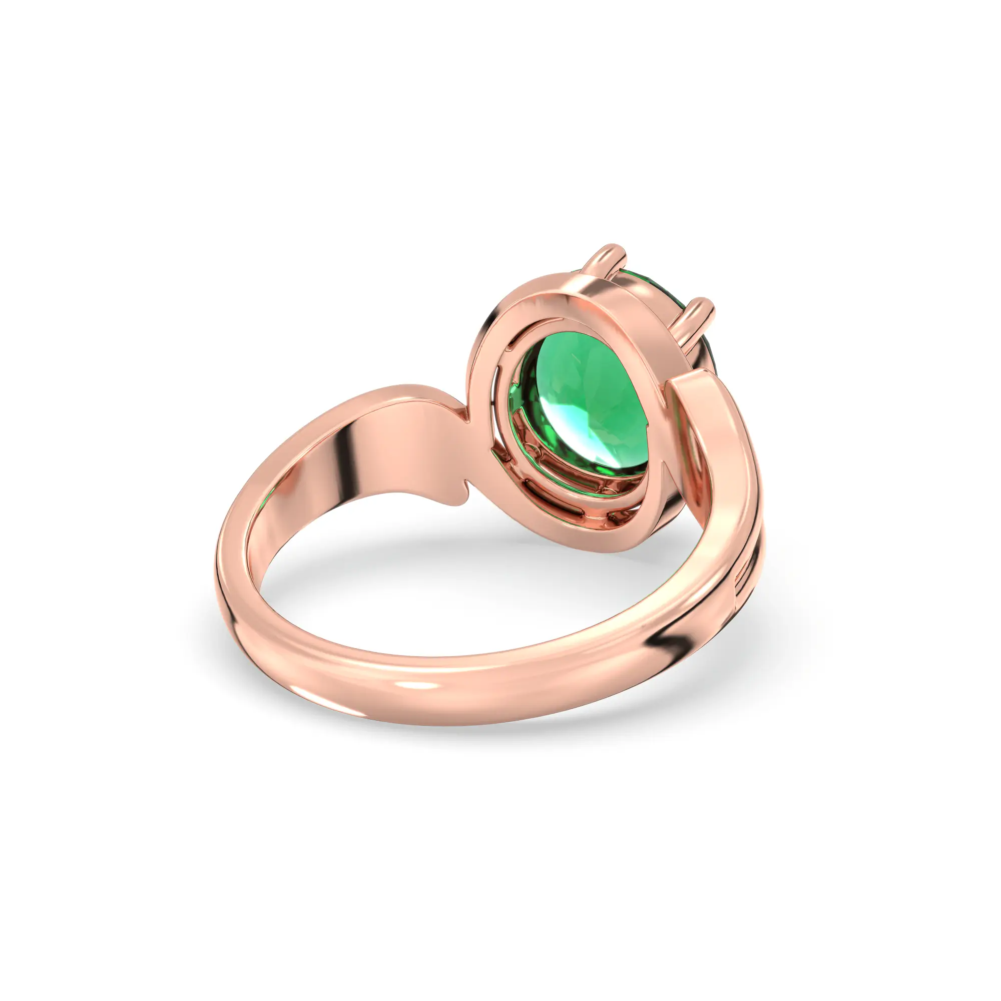 Emerald (Panna) Ring for Women in 18K Rose Gold – Oval 9x8 mm, Prong Setting, 6 g (Design K17A-14) thumbnail