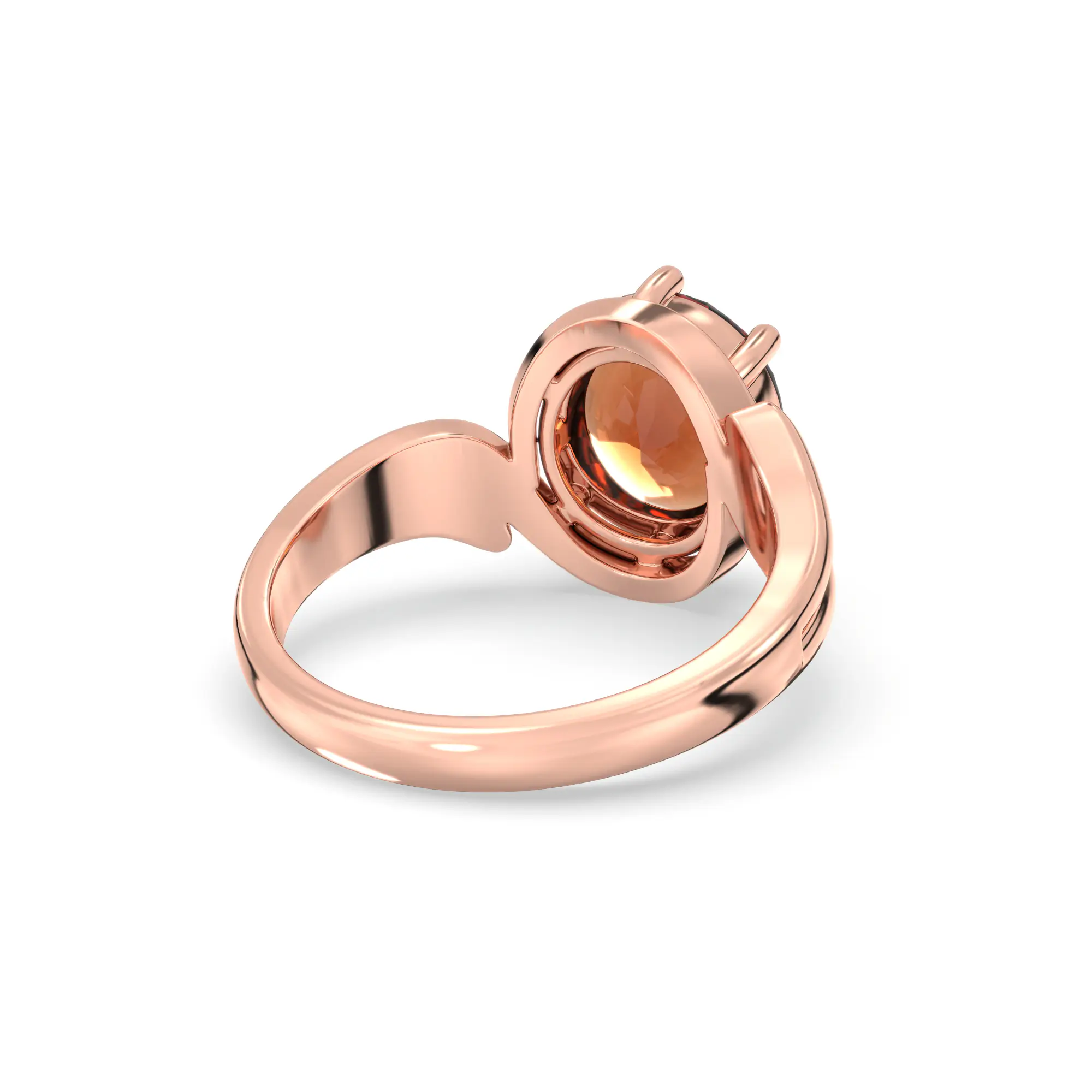 Hessonite (Gomed) Ring for Women in 18K Rose Gold – Oval 9x8 mm, Prong Setting, 6 g (Design K17A-14) thumbnail
