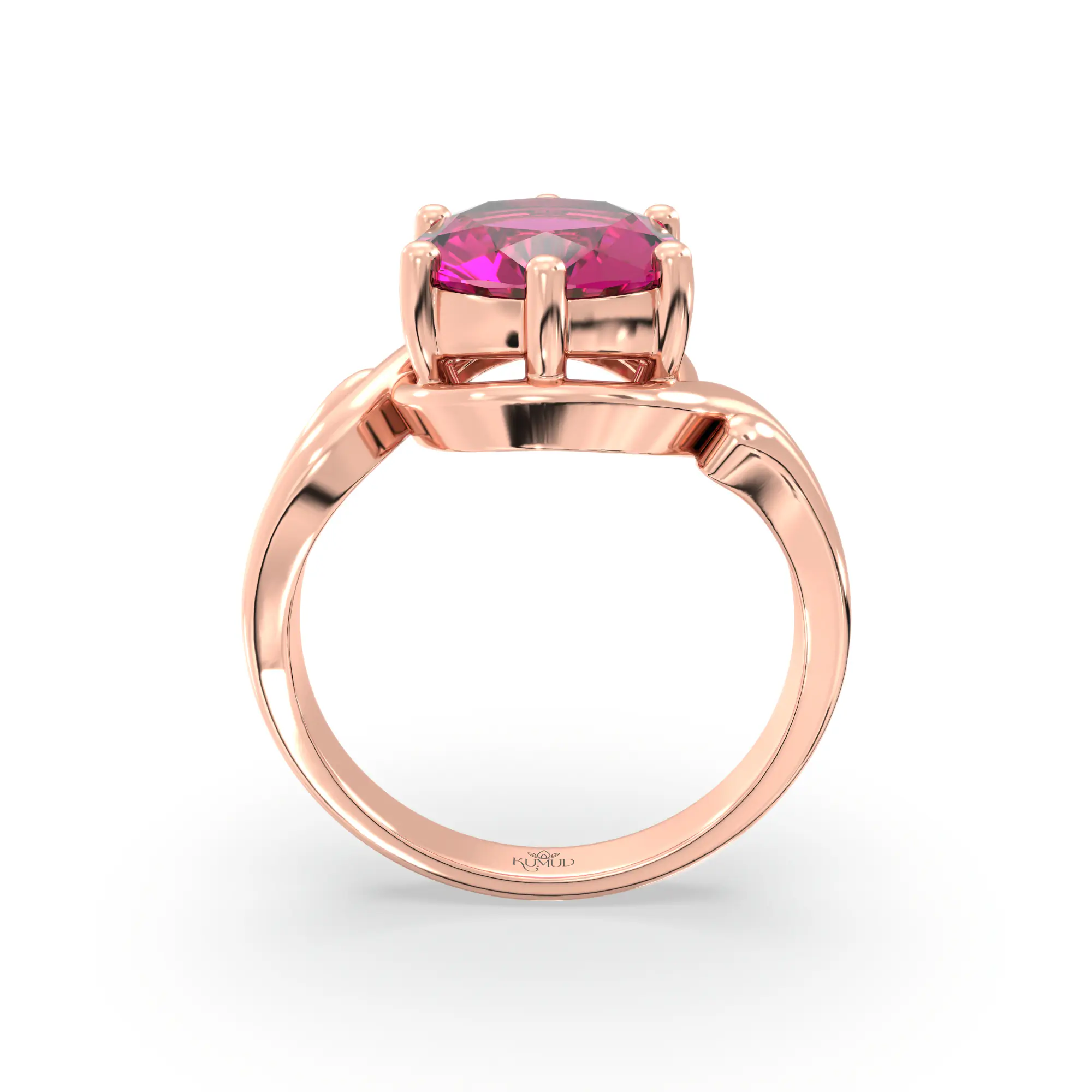 Ruby (Manik) Ring for Women in 18K Rose Gold – Oval 9x8 mm, Prong Setting, 6 g (Design K17A-14) thumbnail