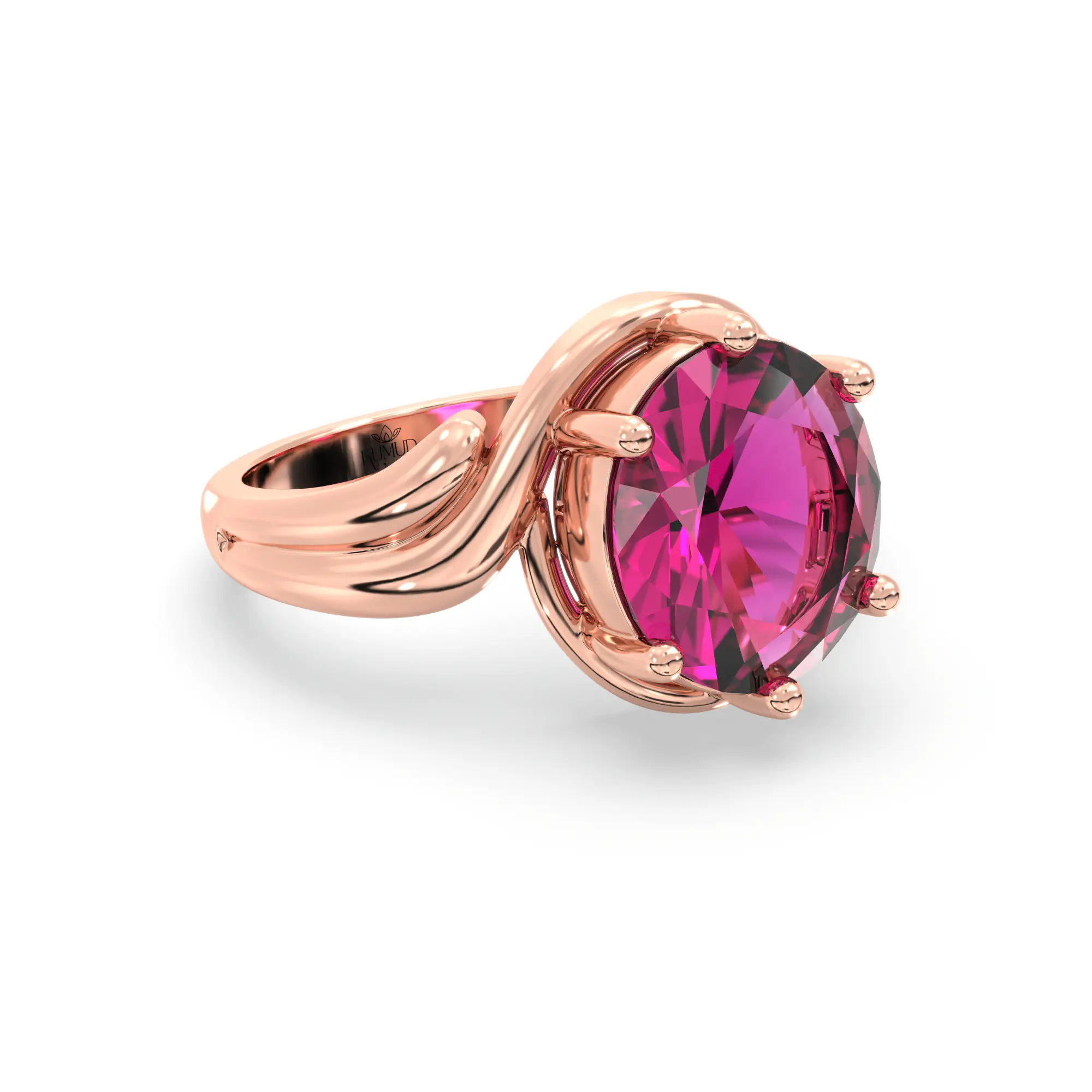 Ruby (Manik) Ring for Women in 18K Rose Gold – Oval 9x8 mm, Prong Setting, 6 g (Design K17A-14) thumbnail