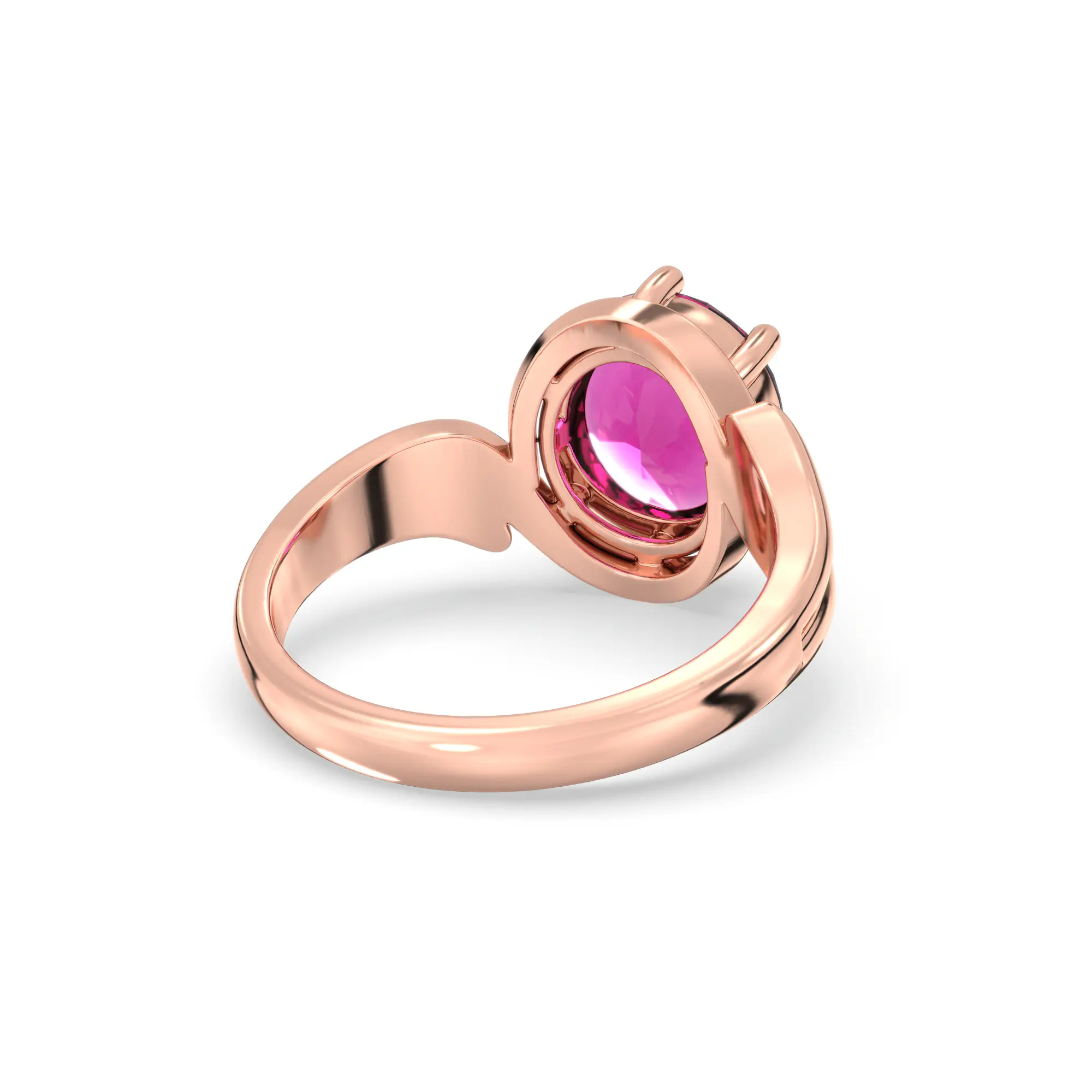 Ruby (Manik) Ring for Women in 18K Rose Gold – Oval 9x8 mm, Prong Setting, 6 g (Design K17A-14) thumbnail