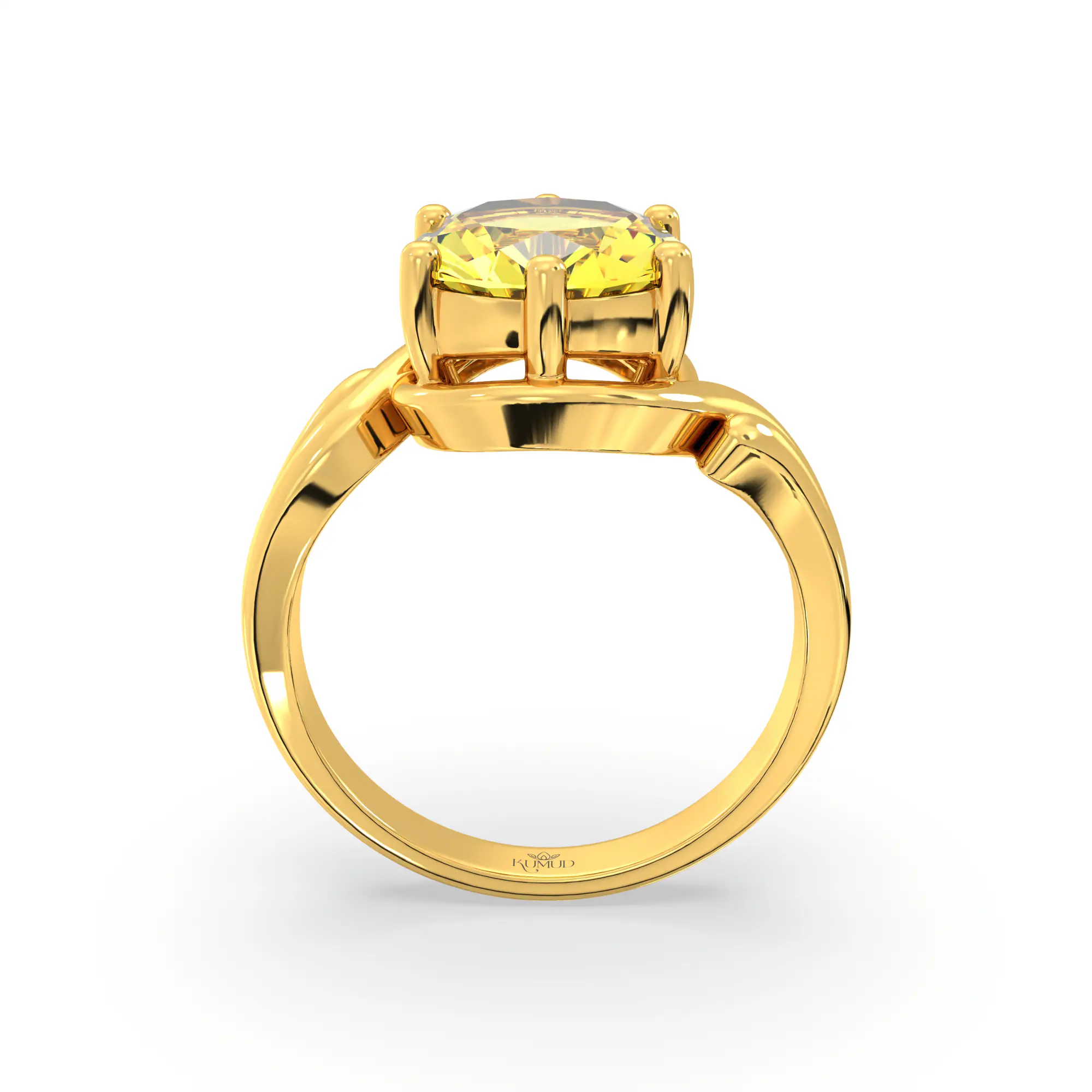 Yellow Sapphire (Pukhraj) Ring for Women in 22K Yellow Gold – Oval 9x8 mm, Prong Setting, 6 g (Design K17A-14) thumbnail