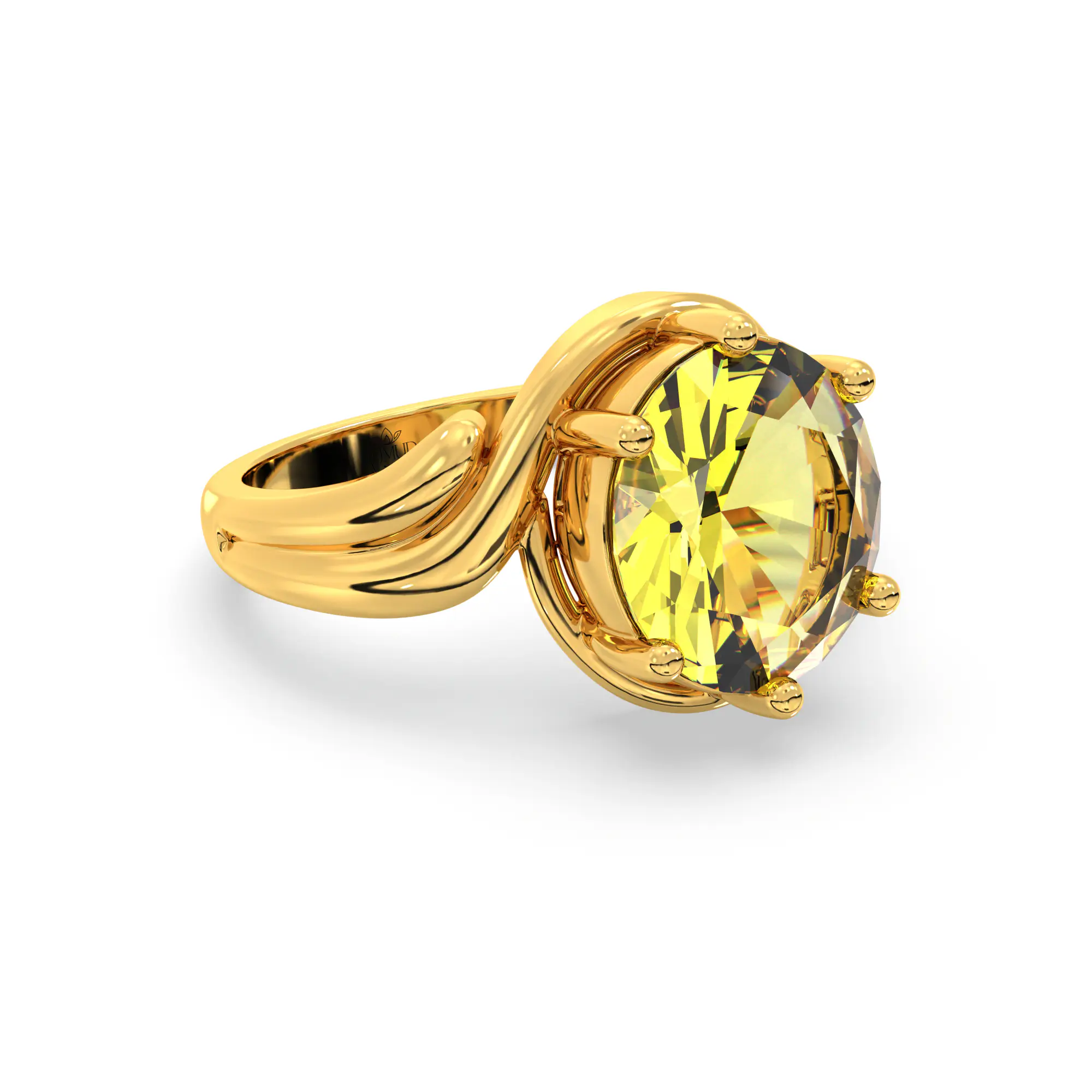 Yellow Sapphire (Pukhraj) Ring for Women in 22K Yellow Gold – Oval 9x8 mm, Prong Setting, 6 g (Design K17A-14) thumbnail