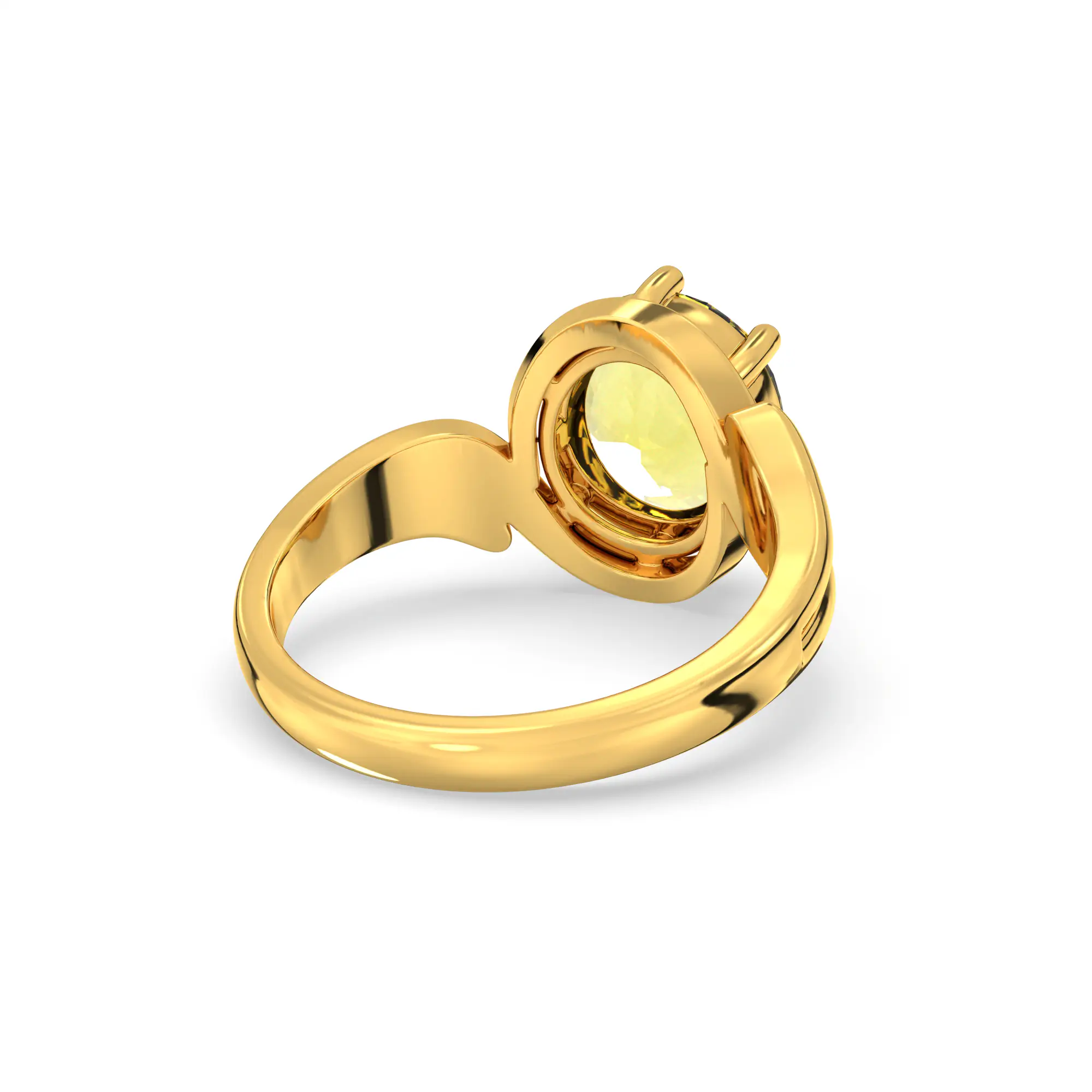 Yellow Sapphire (Pukhraj) Ring for Women in 22K Yellow Gold – Oval 9x8 mm, Prong Setting, 6 g (Design K17A-14) thumbnail