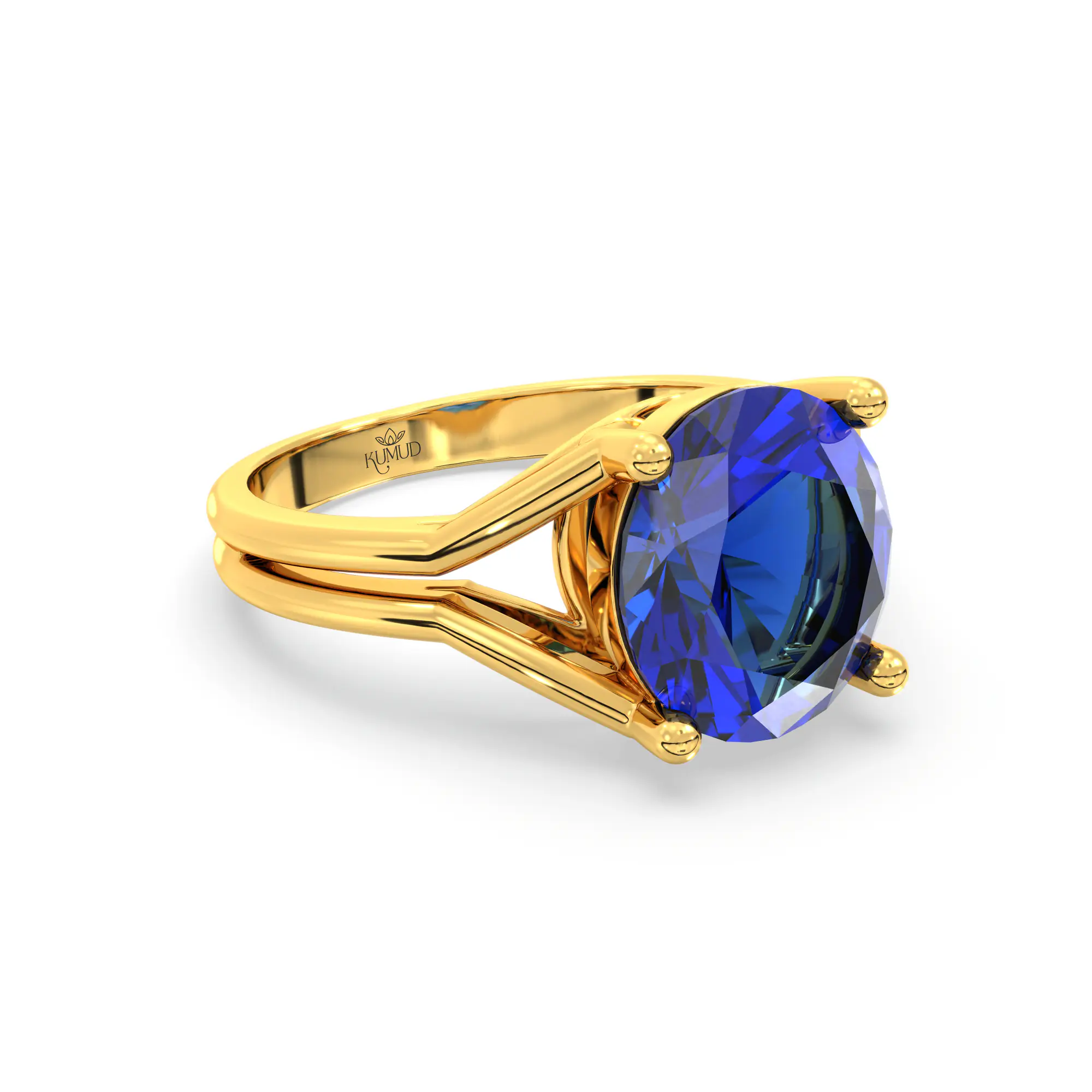 Blue Sapphire (Neelam) Ring for Women in 22K Yellow Gold – Oval 9x8 mm, Prong Setting, 5 g (Design K17A-15) thumbnail
