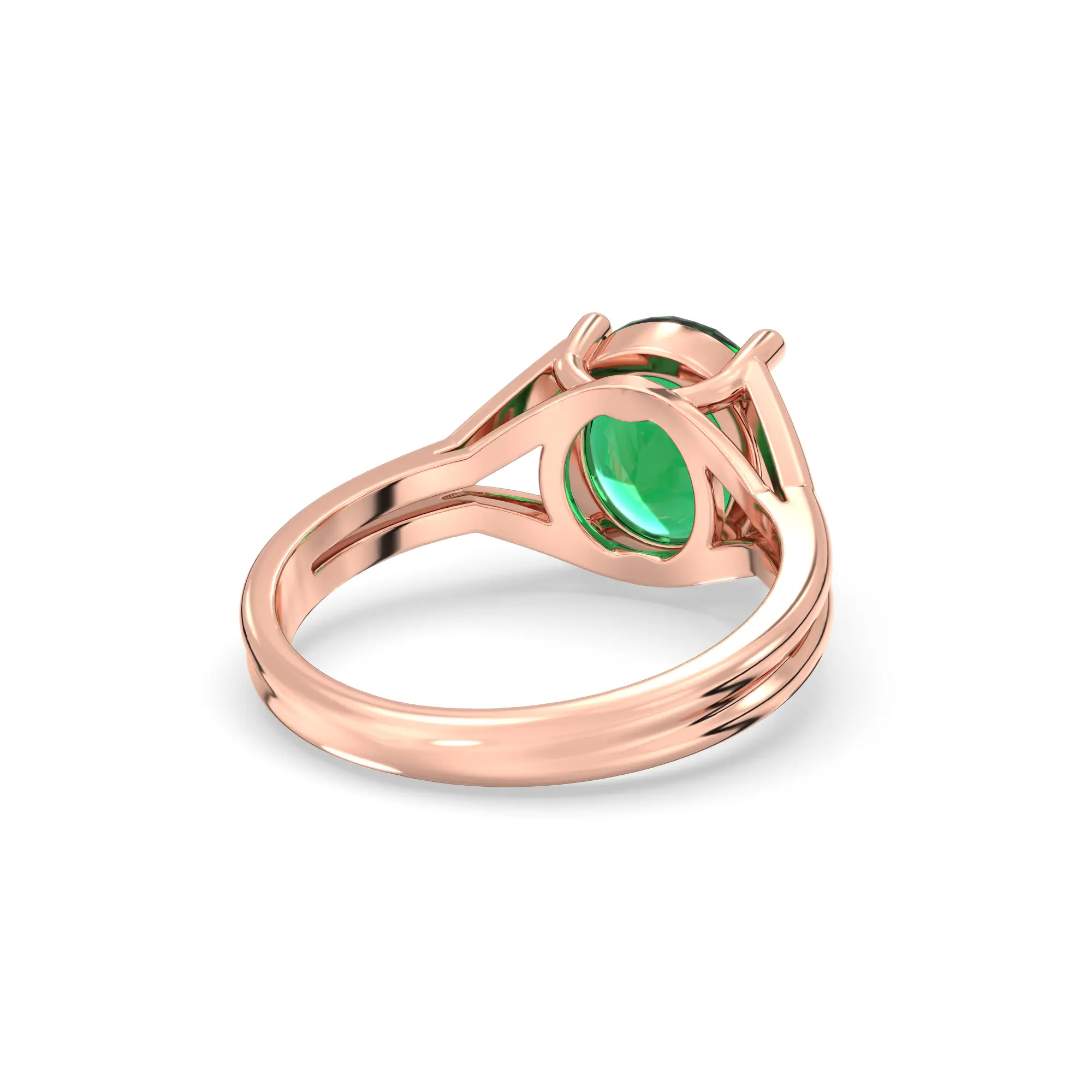 Emerald (Panna) Ring for Women in 18K Rose Gold – Oval 9x8 mm, Prong Setting, 5 g (Design K17A-15) thumbnail