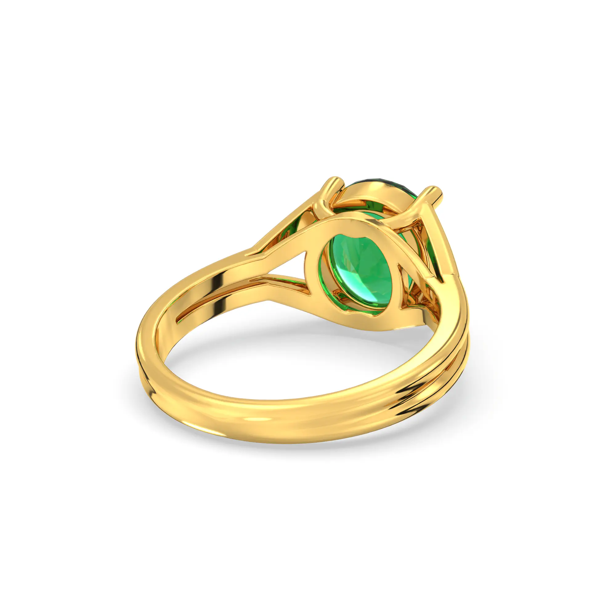 Emerald (Panna) Ring for Women in 22K Yellow Gold – Oval 9x8 mm, Prong Setting, 5 g (Design K17A-15) thumbnail