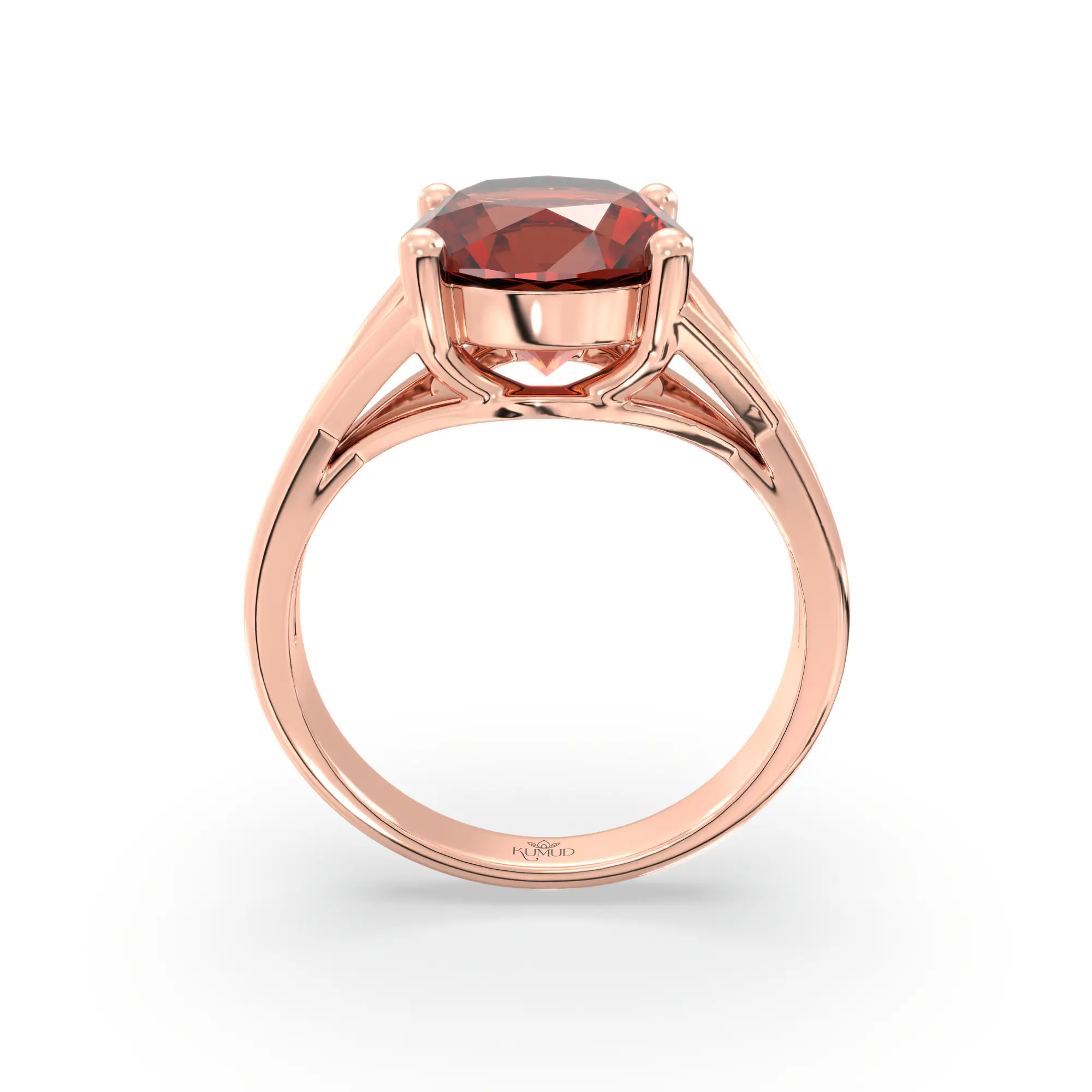 Hessonite (Gomed) Ring for Women in 18K Rose Gold – Oval 9x8 mm, Prong Setting, 5 g (Design K17A-15) thumbnail