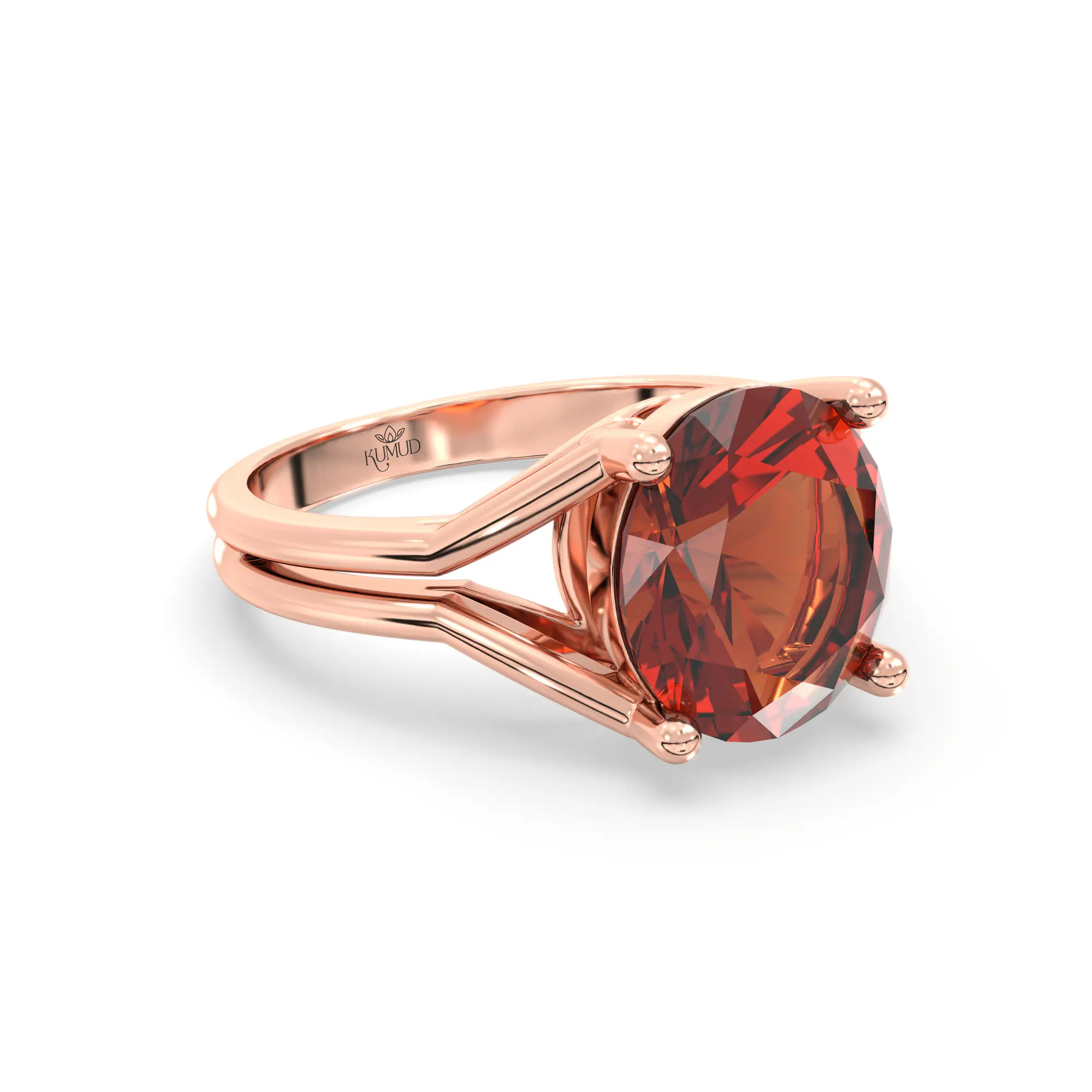 Hessonite (Gomed) Ring for Women in 18K Rose Gold – Oval 9x8 mm, Prong Setting, 5 g (Design K17A-15) thumbnail