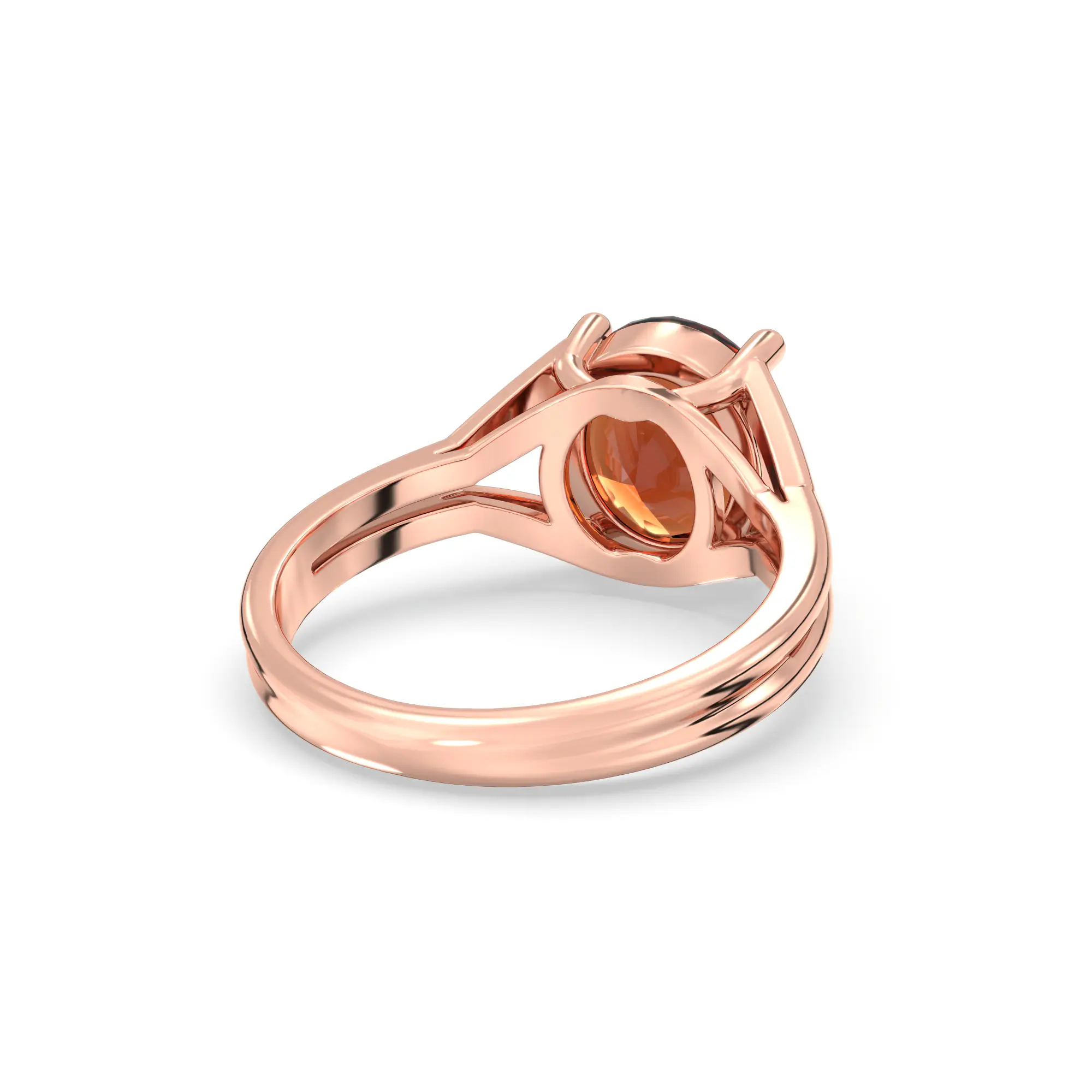 Hessonite (Gomed) Ring for Women in 18K Rose Gold – Oval 9x8 mm, Prong Setting, 5 g (Design K17A-15) thumbnail