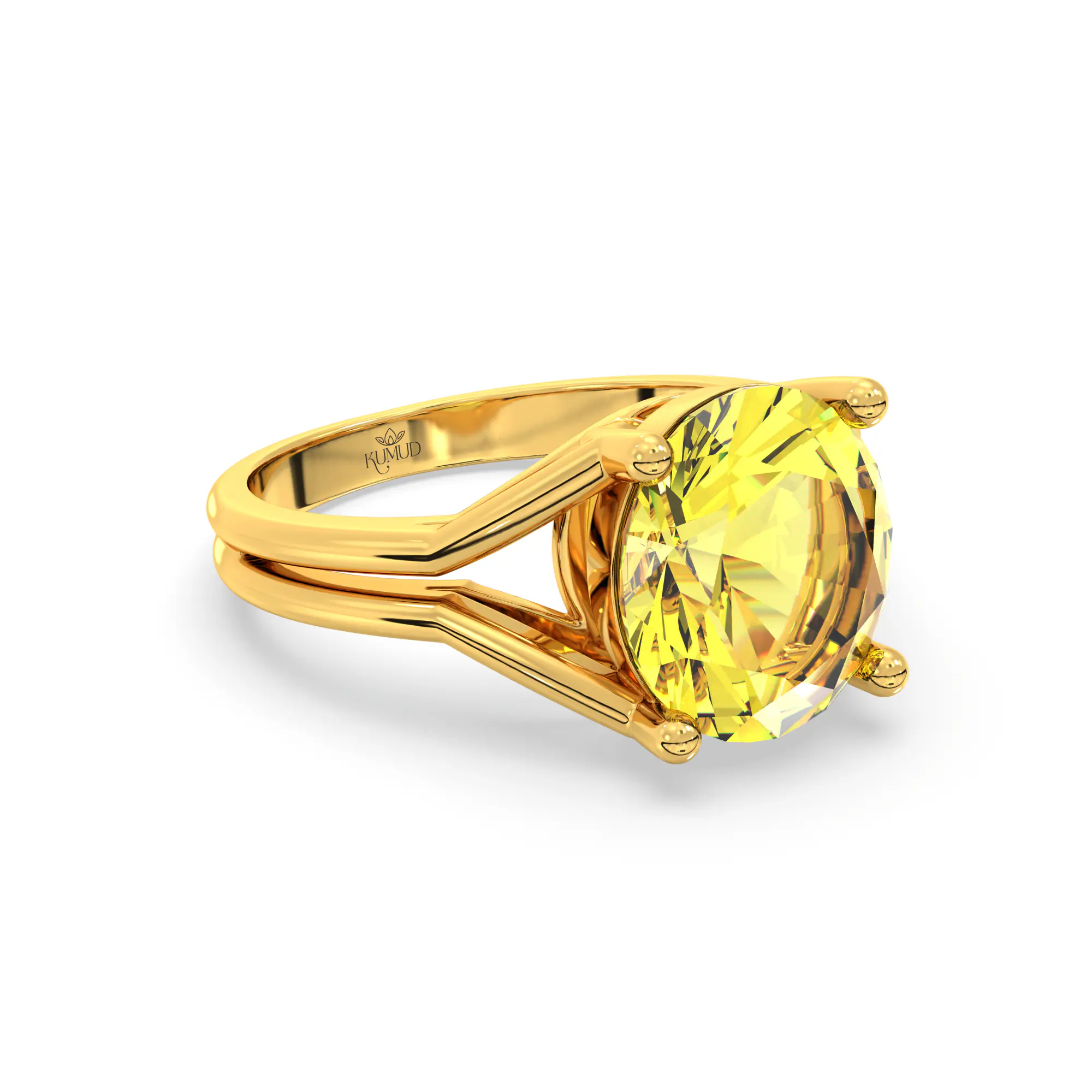Yellow Sapphire (Pukhraj) Ring for Women in 22K Yellow Gold – Oval 9x8 mm, Prong Setting, 5 g (Design K17A-15) thumbnail