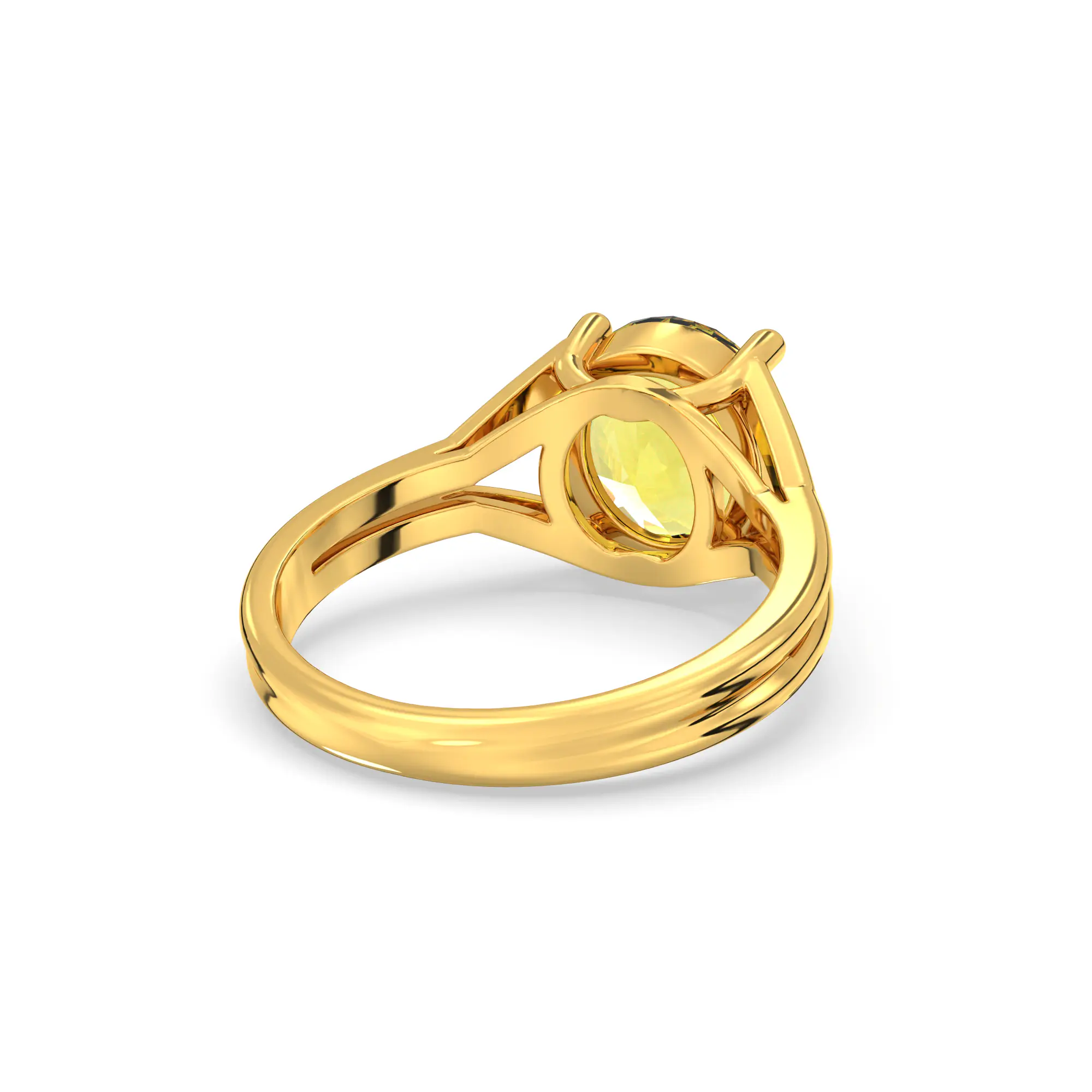 Yellow Sapphire (Pukhraj) Ring for Women in 22K Yellow Gold – Oval 9x8 mm, Prong Setting, 5 g (Design K17A-15) thumbnail