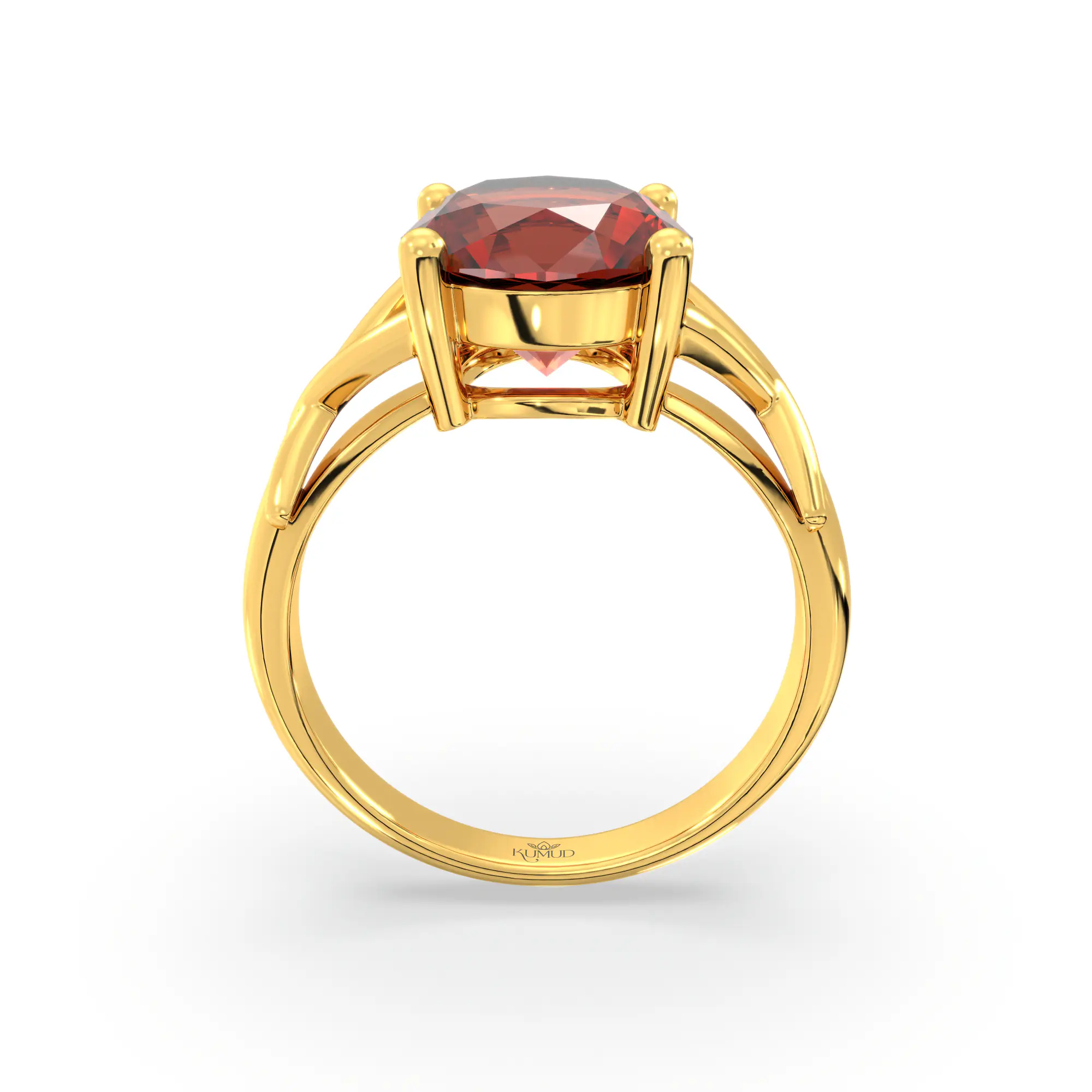 Hessonite (Gomed) Ring for Women in 22K Yellow Gold – Oval 9x8 mm, Prong Setting, 5 g (Design K17A-16) thumbnail