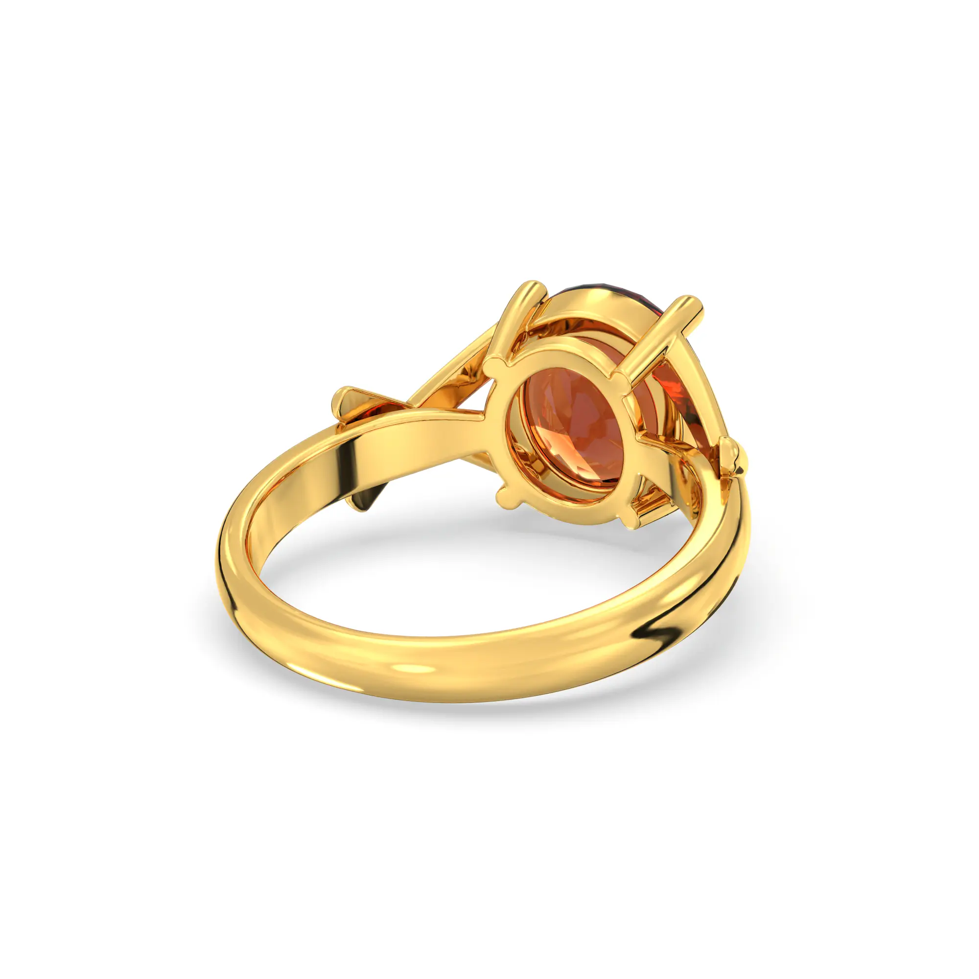 Hessonite (Gomed) Ring for Women in 22K Yellow Gold – Oval 9x8 mm, Prong Setting, 5 g (Design K17A-16) thumbnail