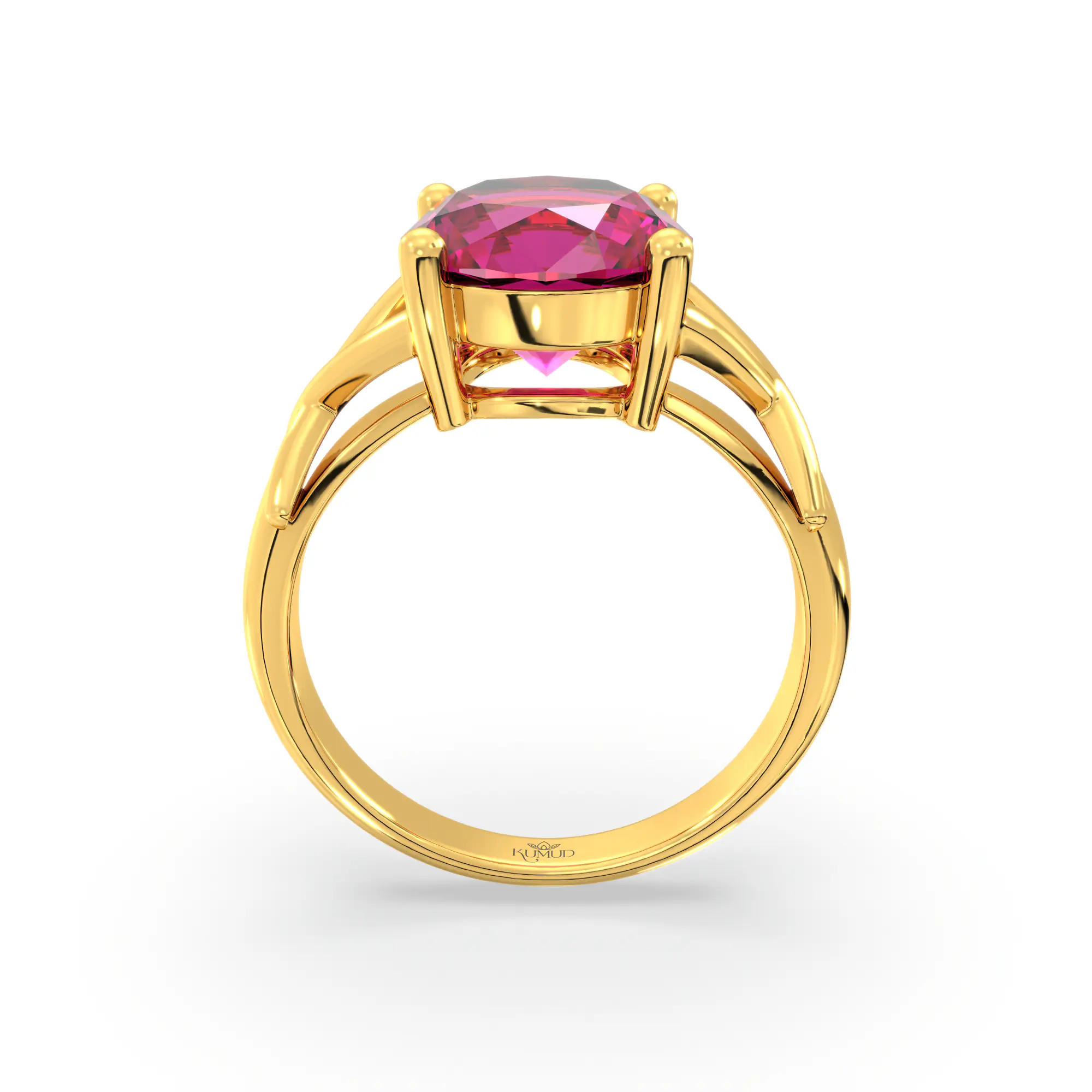 Ruby (Manik) Ring for Women in 22K Yellow Gold – Oval 9x8 mm, Prong Setting, 5 g (Design K17A-16) thumbnail