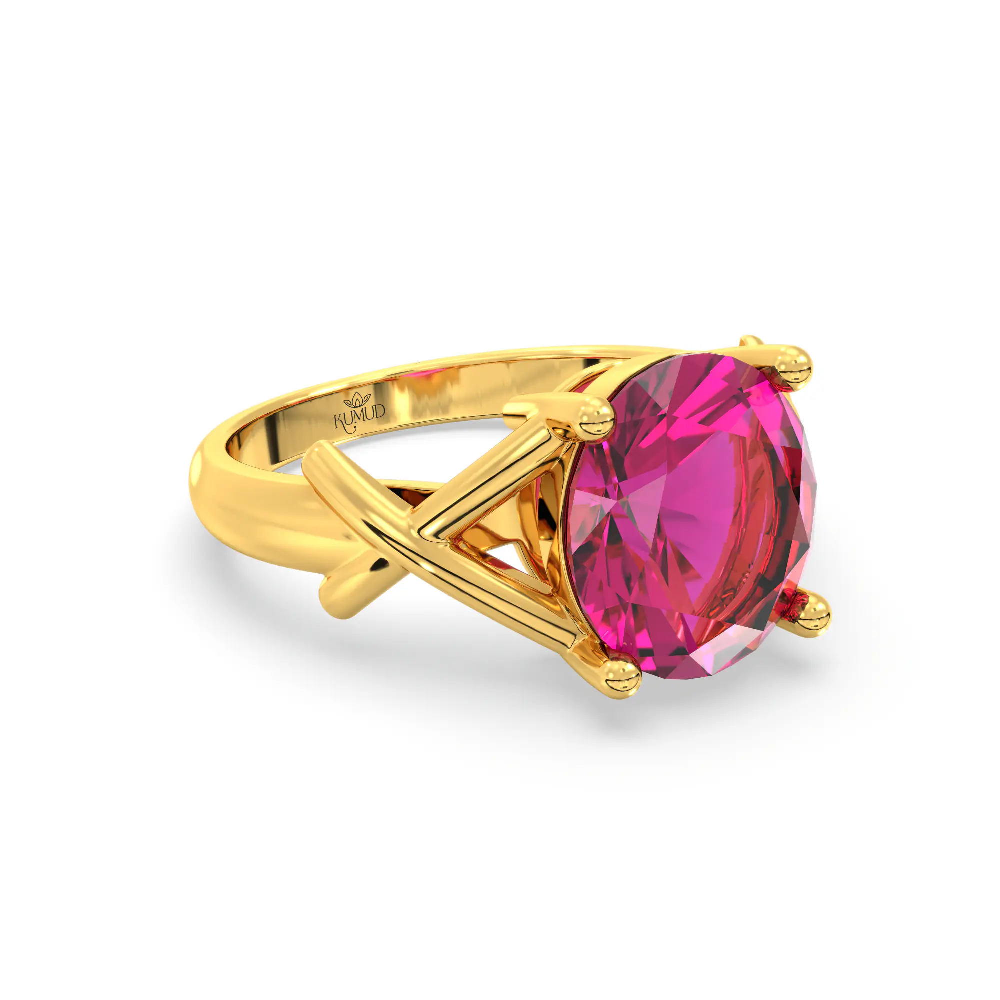 Ruby (Manik) Ring for Women in 22K Yellow Gold – Oval 9x8 mm, Prong Setting, 5 g (Design K17A-16) thumbnail