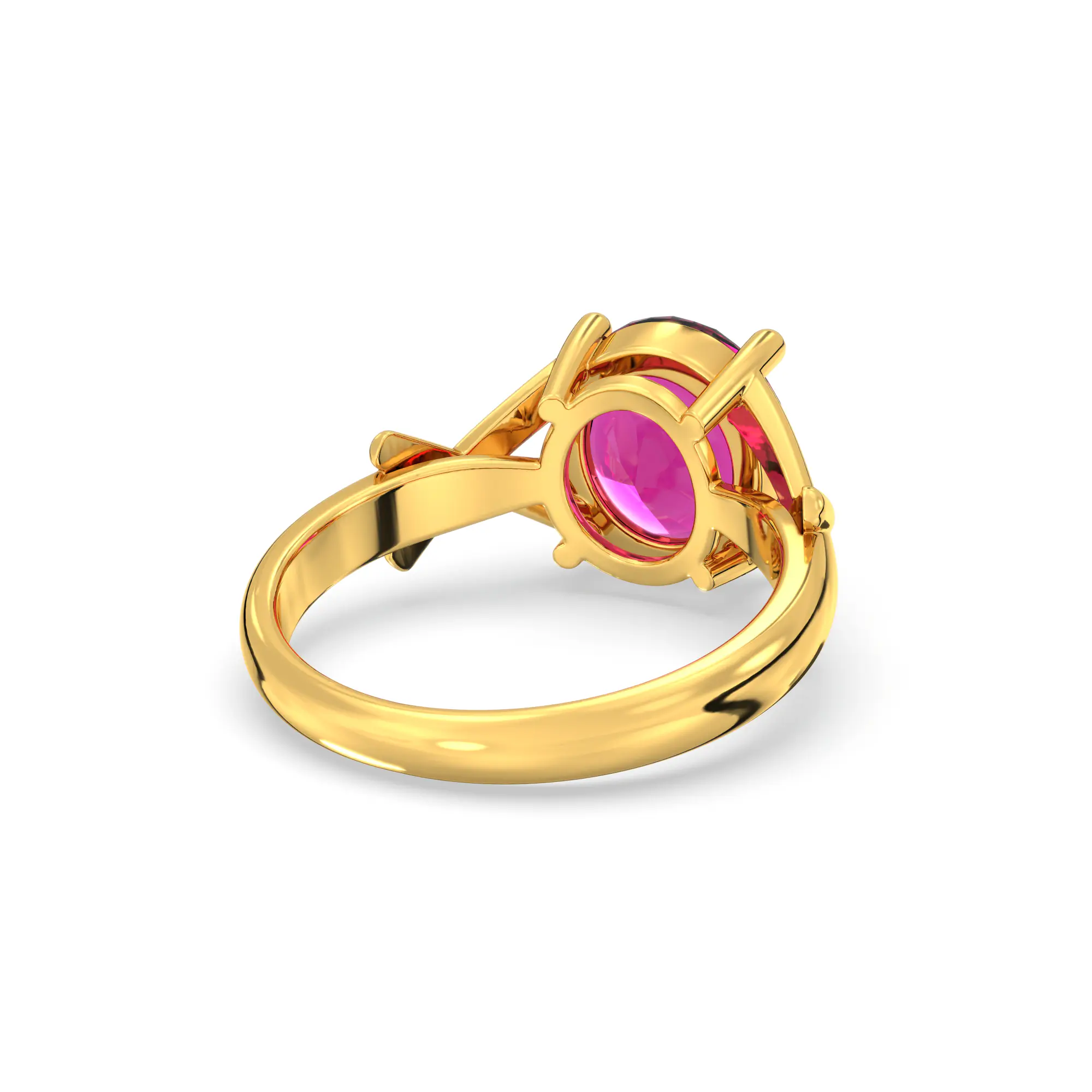 Ruby (Manik) Ring for Women in 22K Yellow Gold – Oval 9x8 mm, Prong Setting, 5 g (Design K17A-16) thumbnail