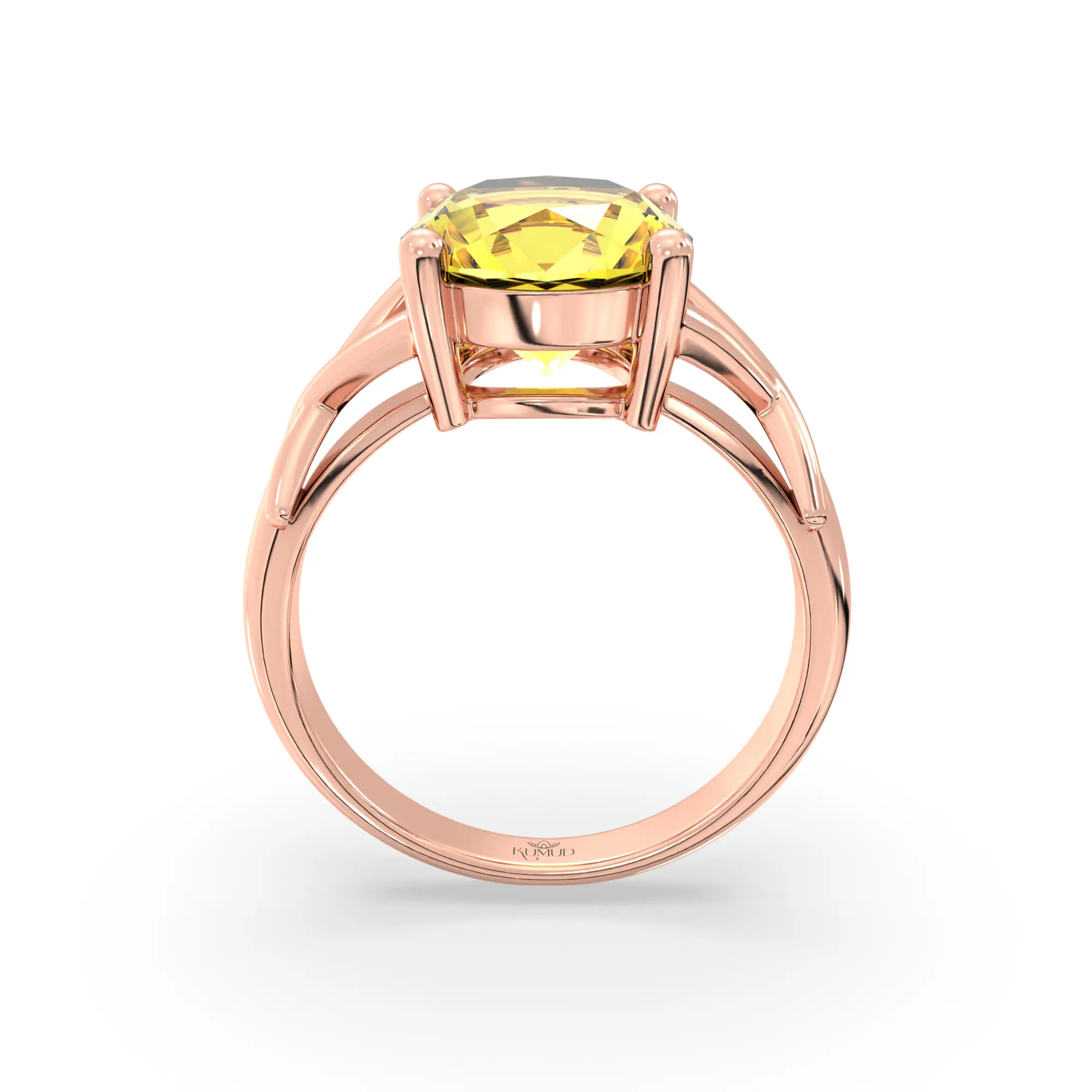 Yellow Sapphire (Pukhraj) Ring for Women in 18K Rose Gold – Oval 9x8 mm, Prong Setting, 5 g (Design K17A-16) thumbnail