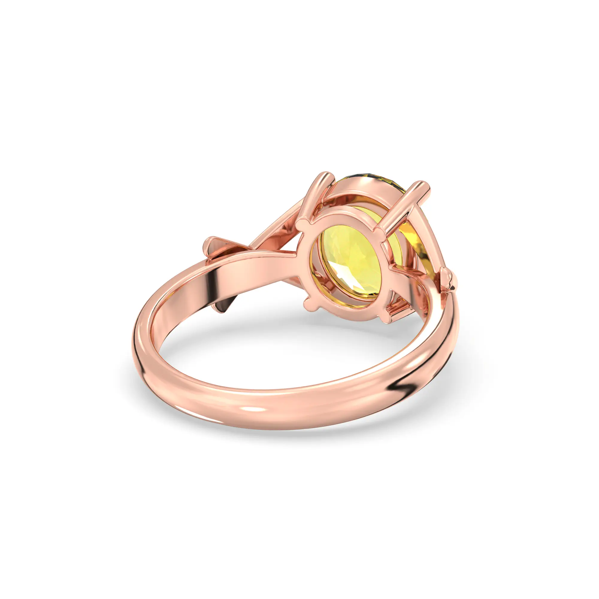 Yellow Sapphire (Pukhraj) Ring for Women in 18K Rose Gold – Oval 9x8 mm, Prong Setting, 5 g (Design K17A-16) thumbnail