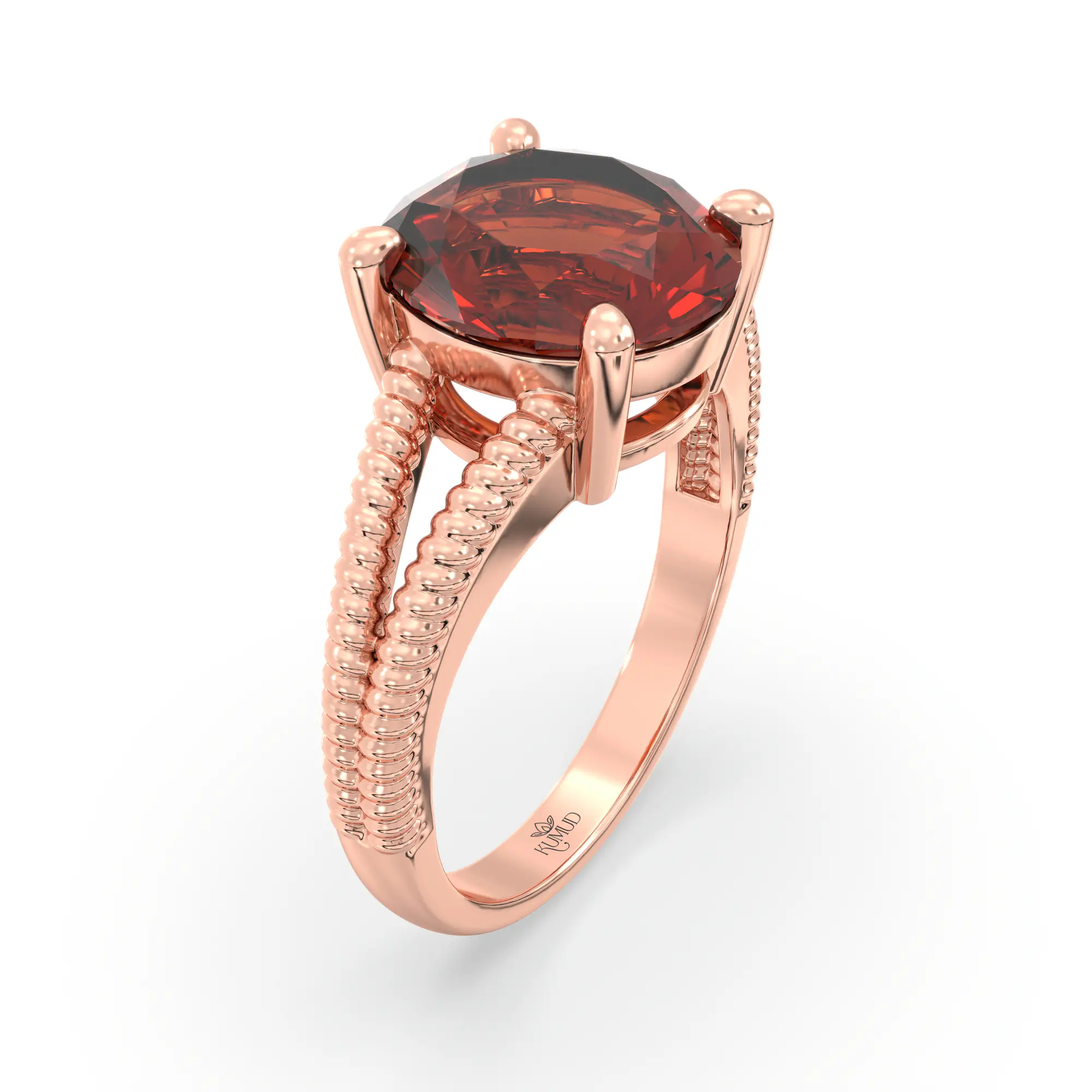 Hessonite (Gomed) Ring for Women in 18K Rose Gold – Oval 9x8 mm, Prong Setting, 5 g (Design K17A-17) thumbnail