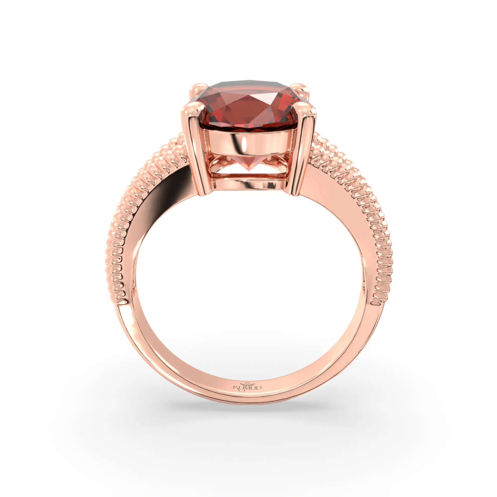 Hessonite (Gomed) Ring for Women in 18K Rose Gold – Oval 9x8 mm, Prong Setting, 5 g (Design K17A-17) thumbnail