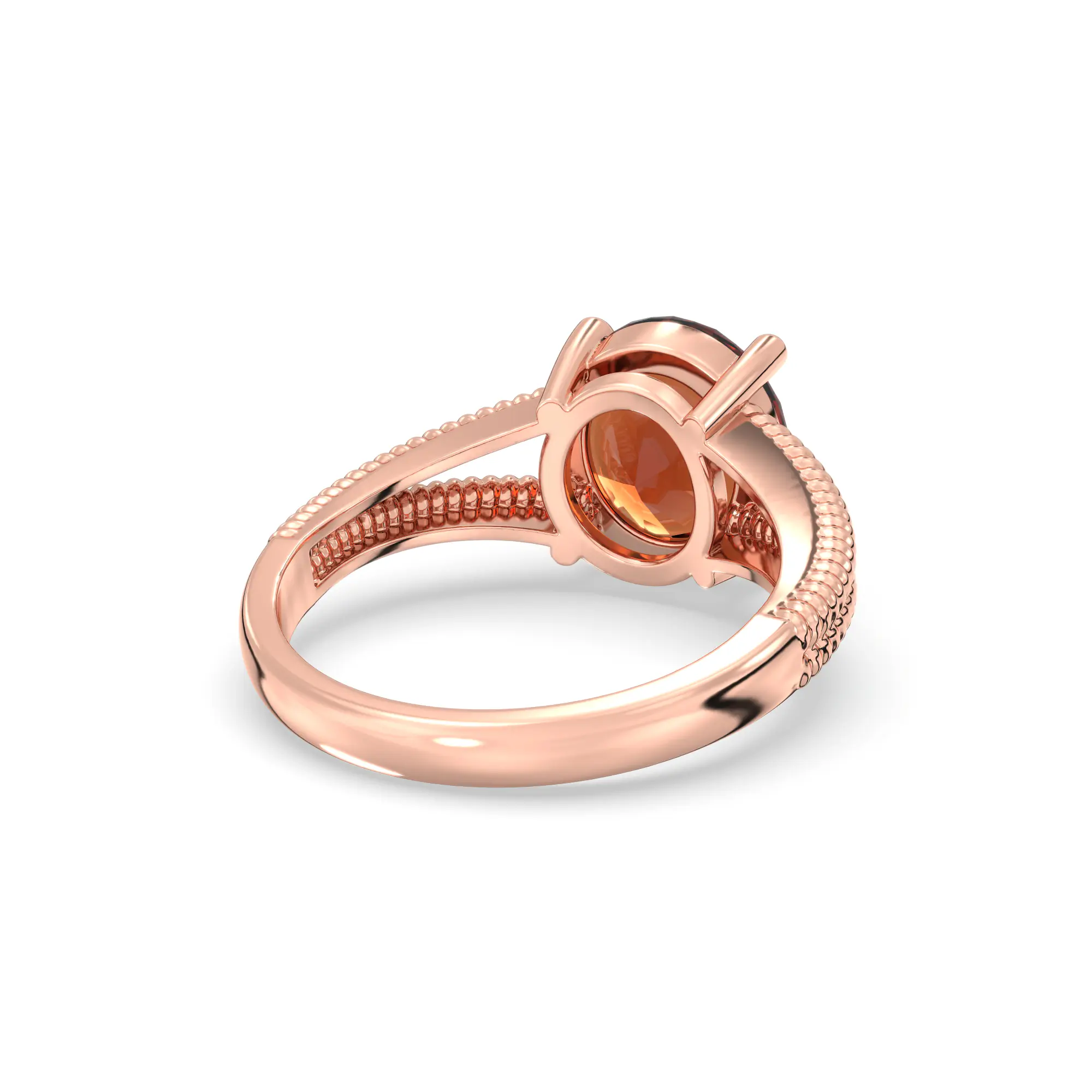 Hessonite (Gomed) Ring for Women in 18K Rose Gold – Oval 9x8 mm, Prong Setting, 5 g (Design K17A-17) thumbnail