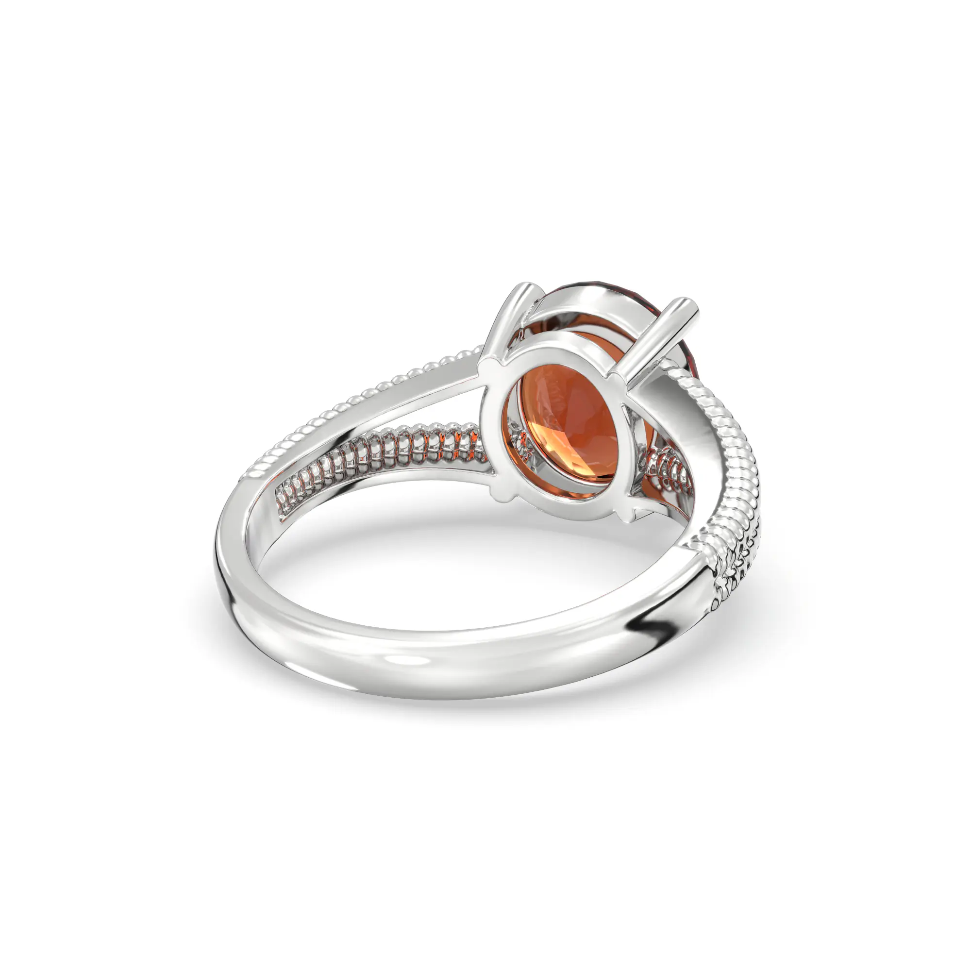 Hessonite (Gomed) Ring for Women in 18K White Gold – Oval 9x8 mm, Prong Setting, 5 g (Design K17A-17) thumbnail