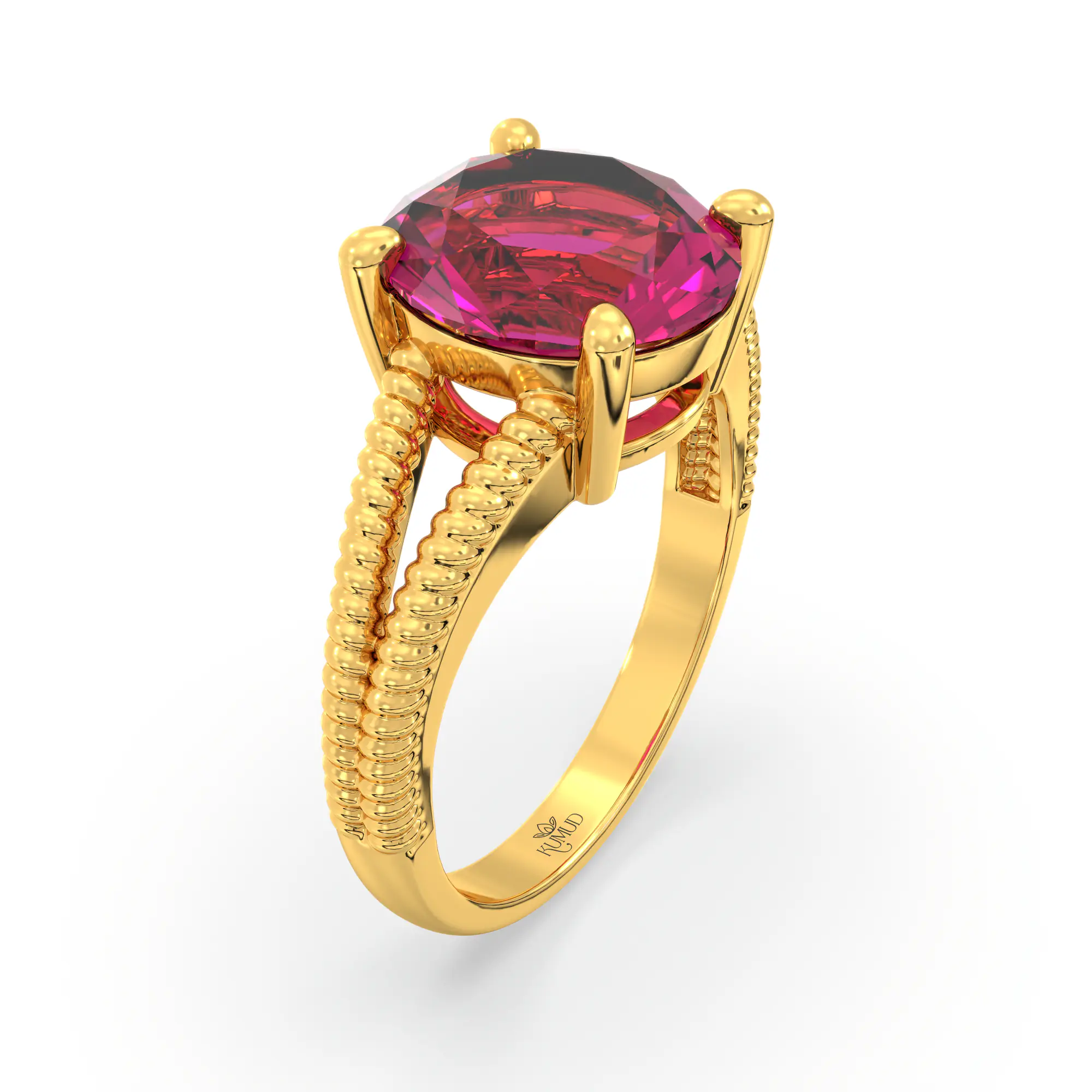 Ruby (Manik) Ring for Women in 22K Yellow Gold – Oval 9x8 mm, Prong Setting, 5 g (Design K17A-17) thumbnail