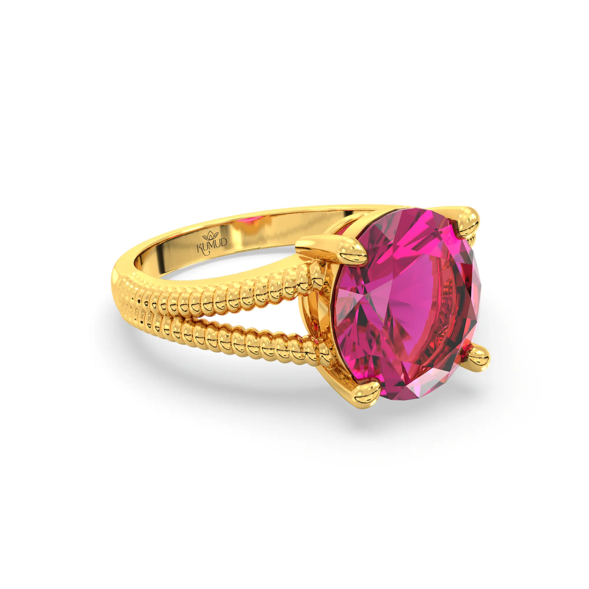 Ruby (Manik) Ring for Women in 22K Yellow Gold – Oval 9x8 mm, Prong Setting, 5 g (Design K17A-17) thumbnail