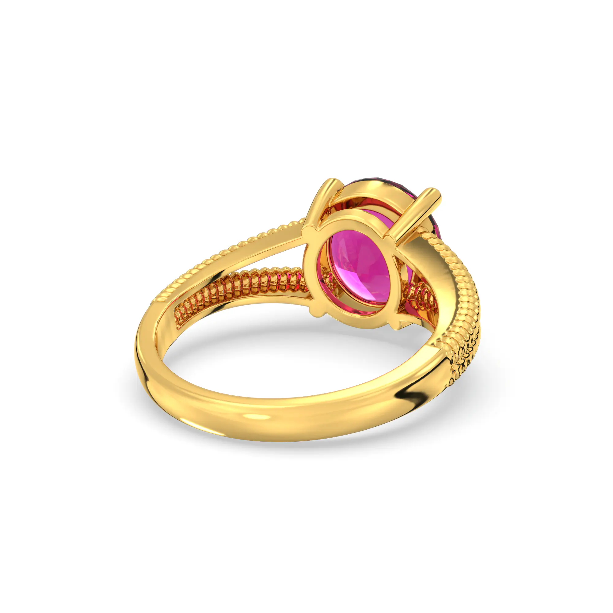 Ruby (Manik) Ring for Women in 22K Yellow Gold – Oval 9x8 mm, Prong Setting, 5 g (Design K17A-17) thumbnail