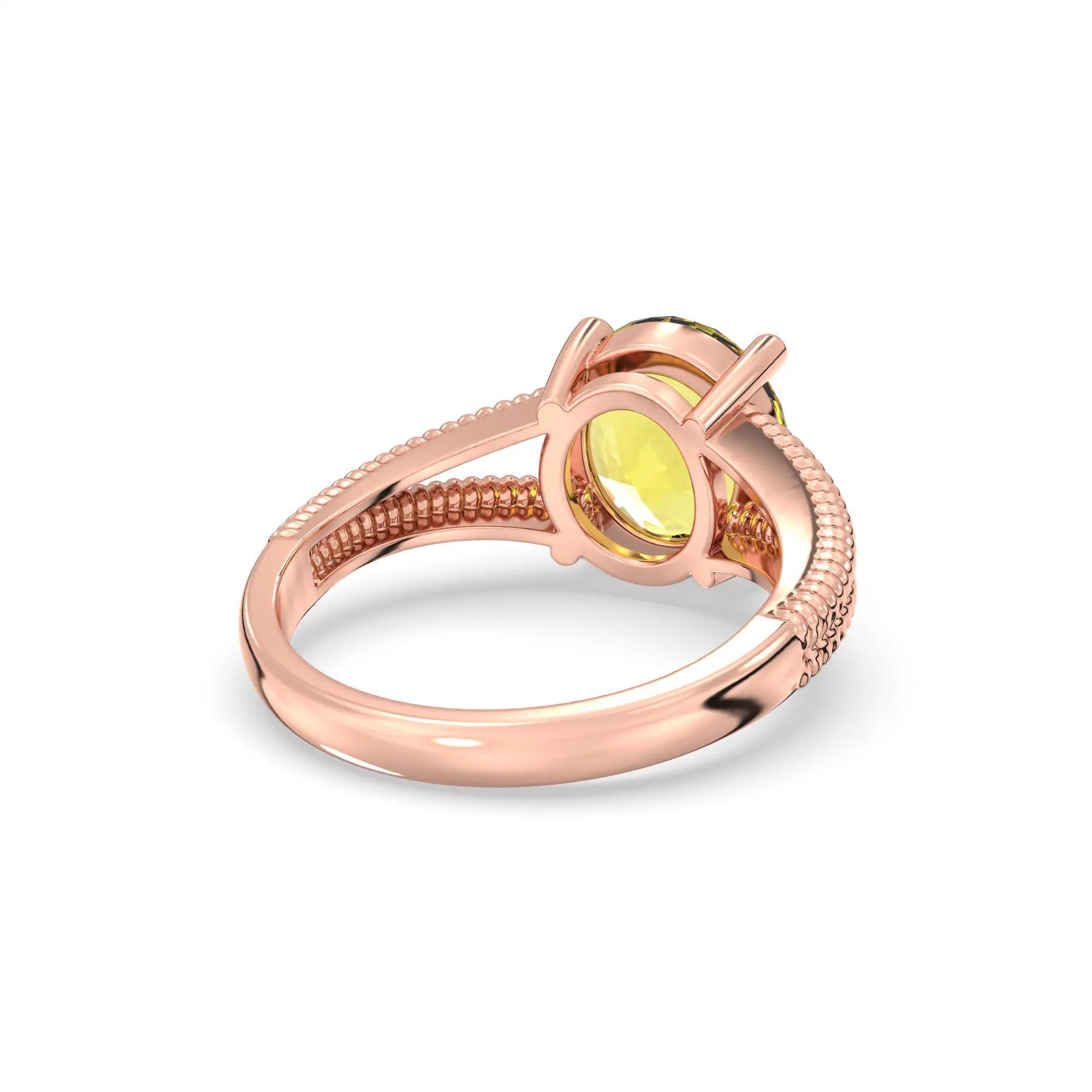Yellow Sapphire (Pukhraj) Ring for Women in 18K Rose Gold – Oval 9x8 mm, Prong Setting, 5 g (Design K17A-17) thumbnail