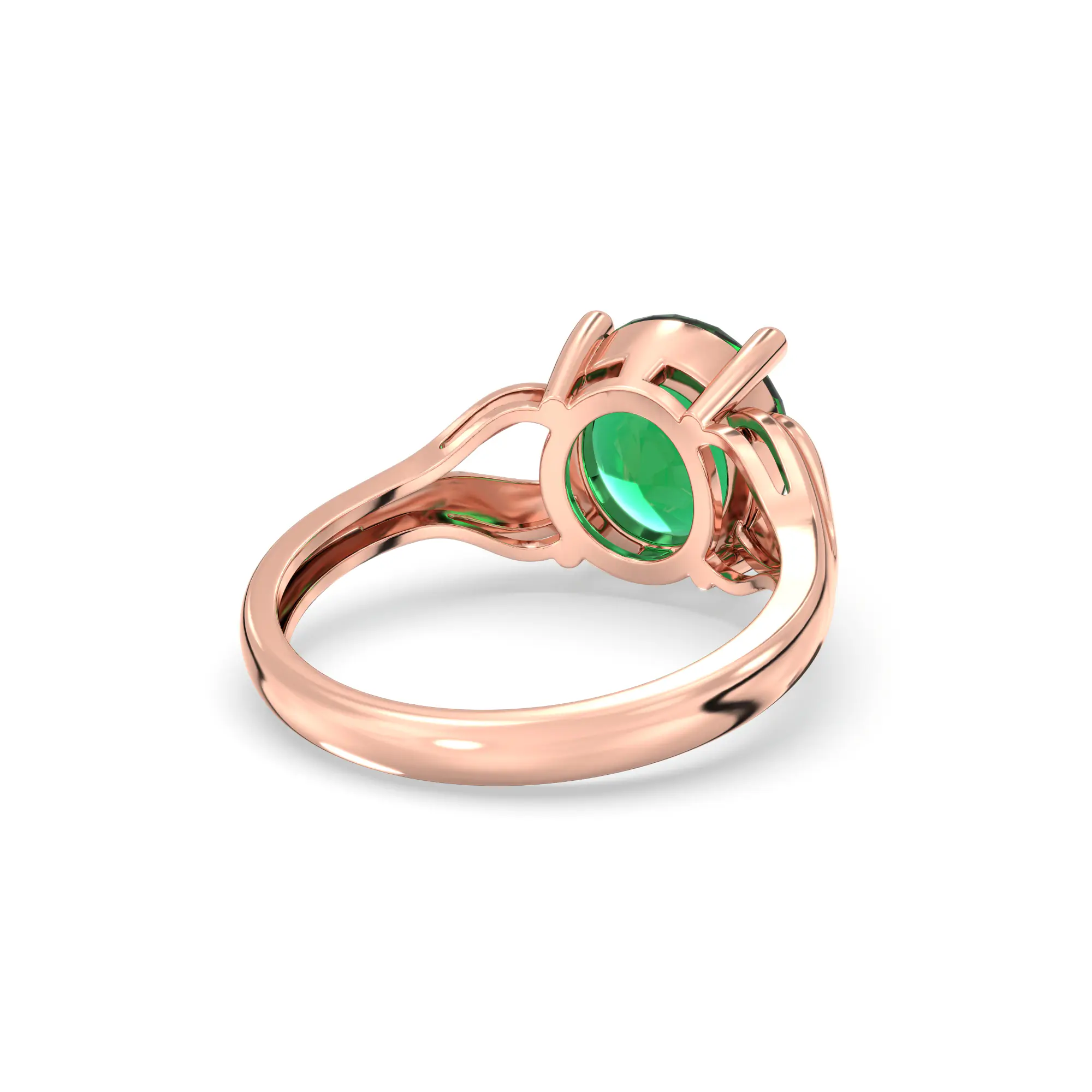 Emerald (Panna) Ring for Women in 18K Rose Gold – Oval 9x8 mm, Prong Setting, 4 g (Design K17A-18) thumbnail