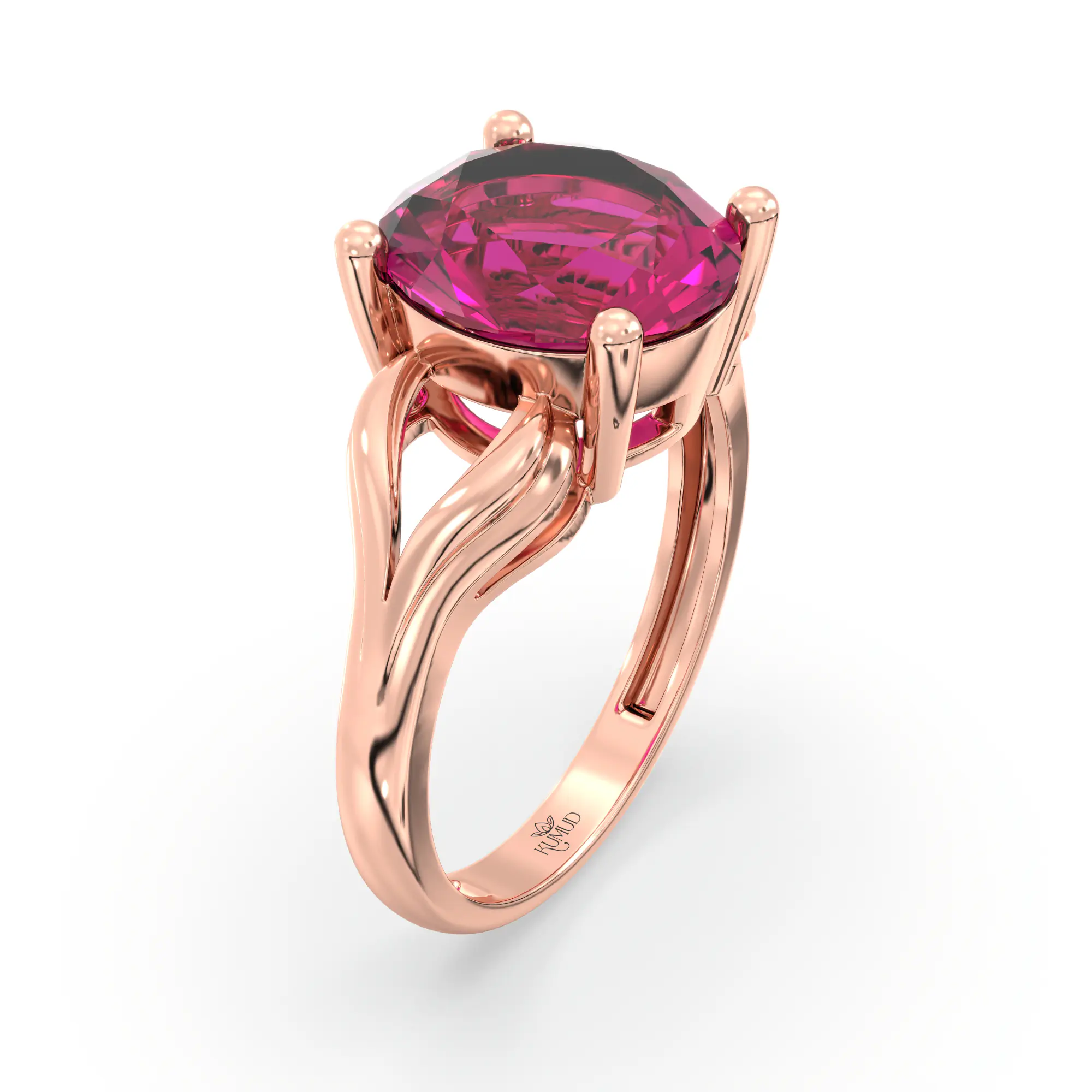 Ruby (Manik) Ring for Women in 18K Rose Gold – Oval 9x8 mm, Prong Setting, 4 g (Design K17A-18) thumbnail