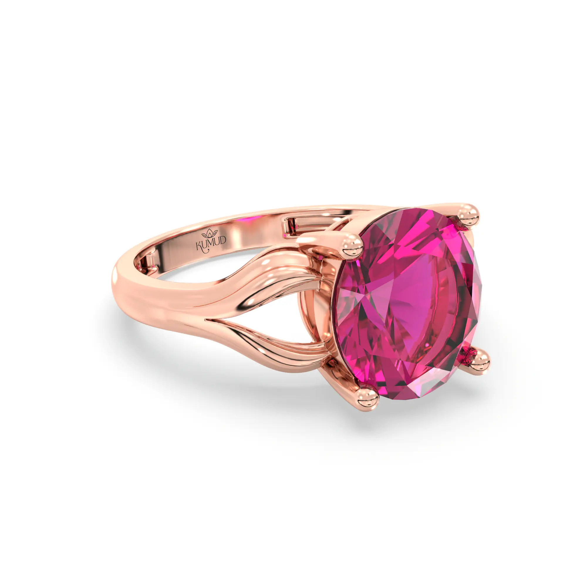 Ruby (Manik) Ring for Women in 18K Rose Gold – Oval 9x8 mm, Prong Setting, 4 g (Design K17A-18) thumbnail