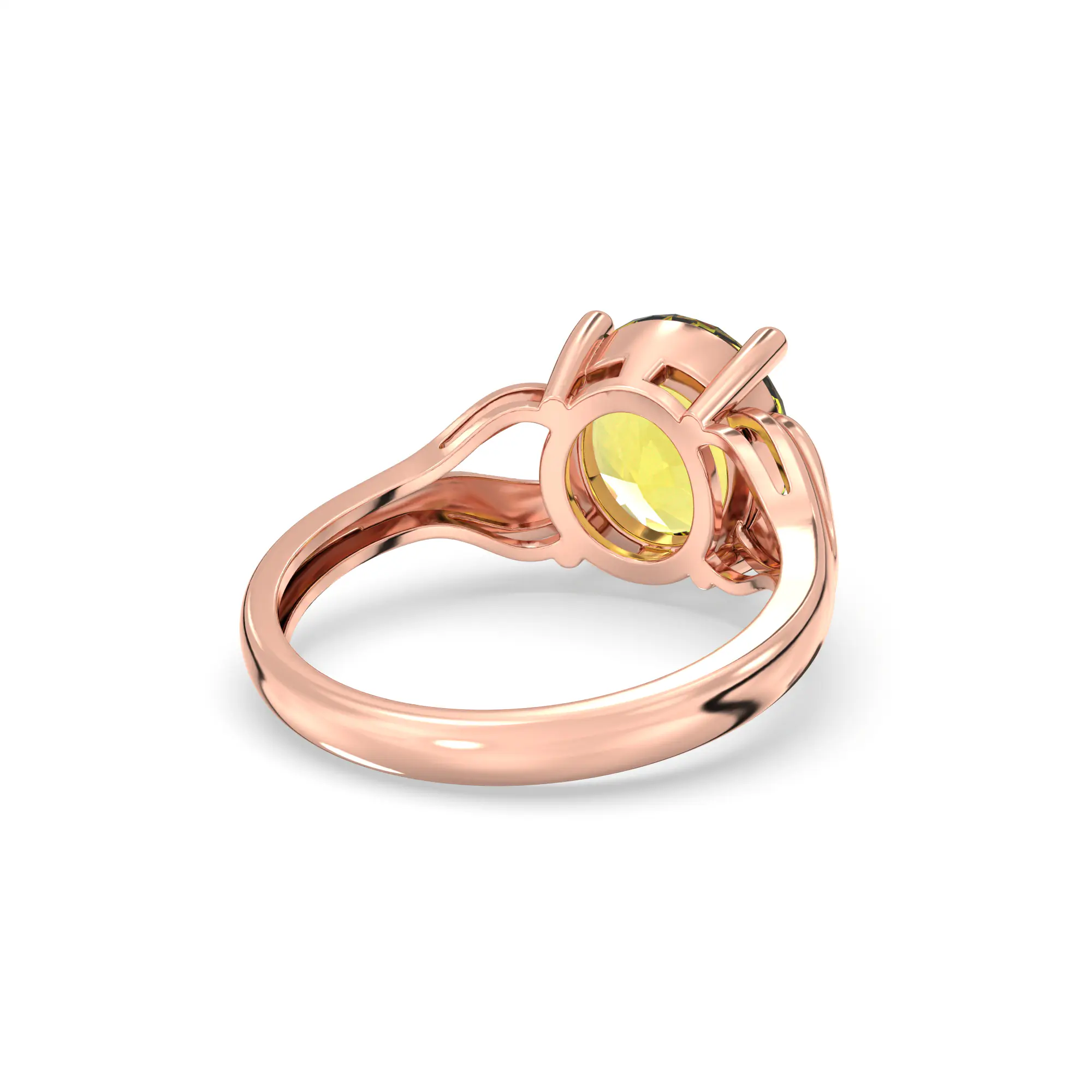 Yellow Sapphire (Pukhraj) Ring for Women in 18K Rose Gold – Oval 9x8 mm, Prong Setting, 4 g (Design K17A-18) thumbnail