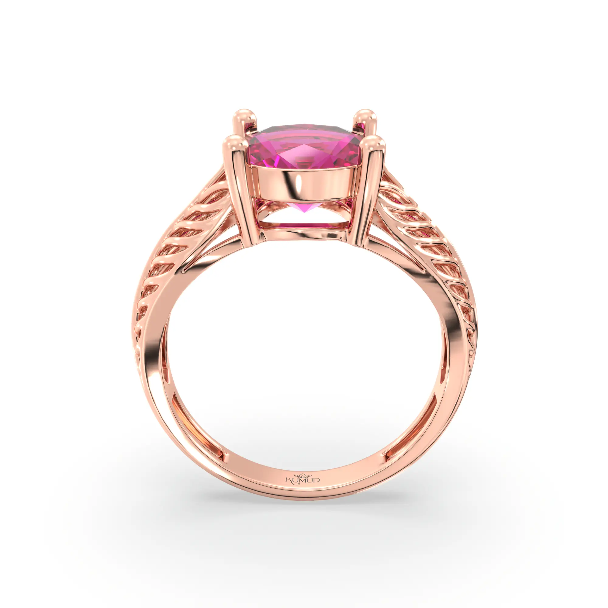 Ruby (Manik) Ring for Women in 18K Rose Gold – Oval 9x8 mm, Prong Setting, 4 g (Design K17A-19) thumbnail