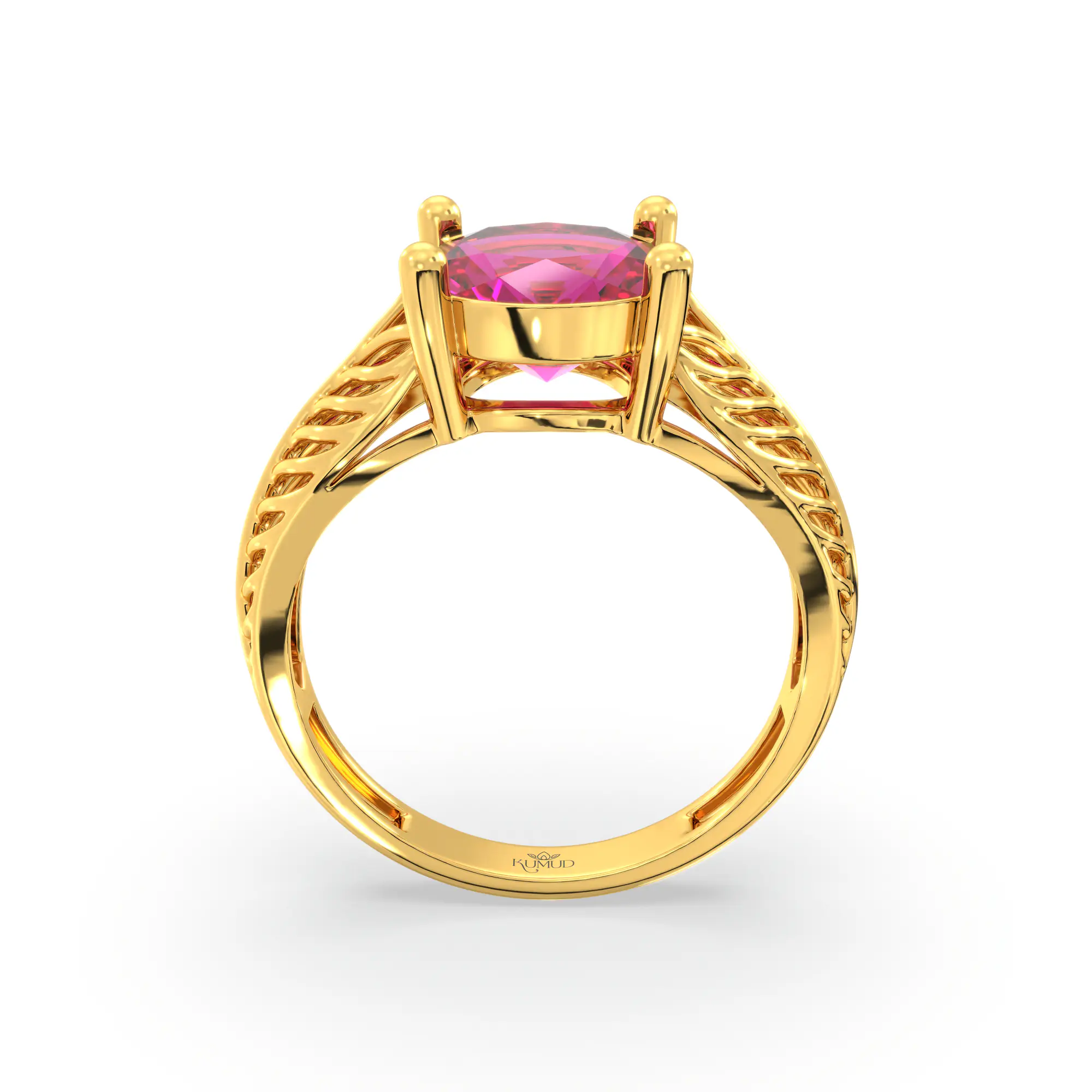 Ruby (Manik) Ring for Women in 22K Yellow Gold – Oval 9x8 mm, Prong Setting, 4 g (Design K17A-19) thumbnail